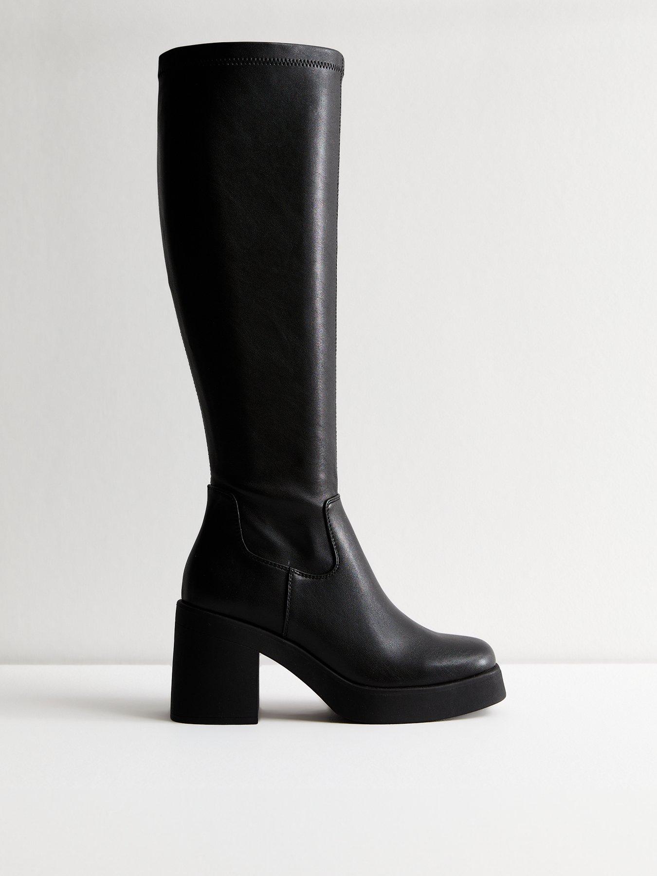 new-look-chunky-heel-leather-look-knee-high-boots-black