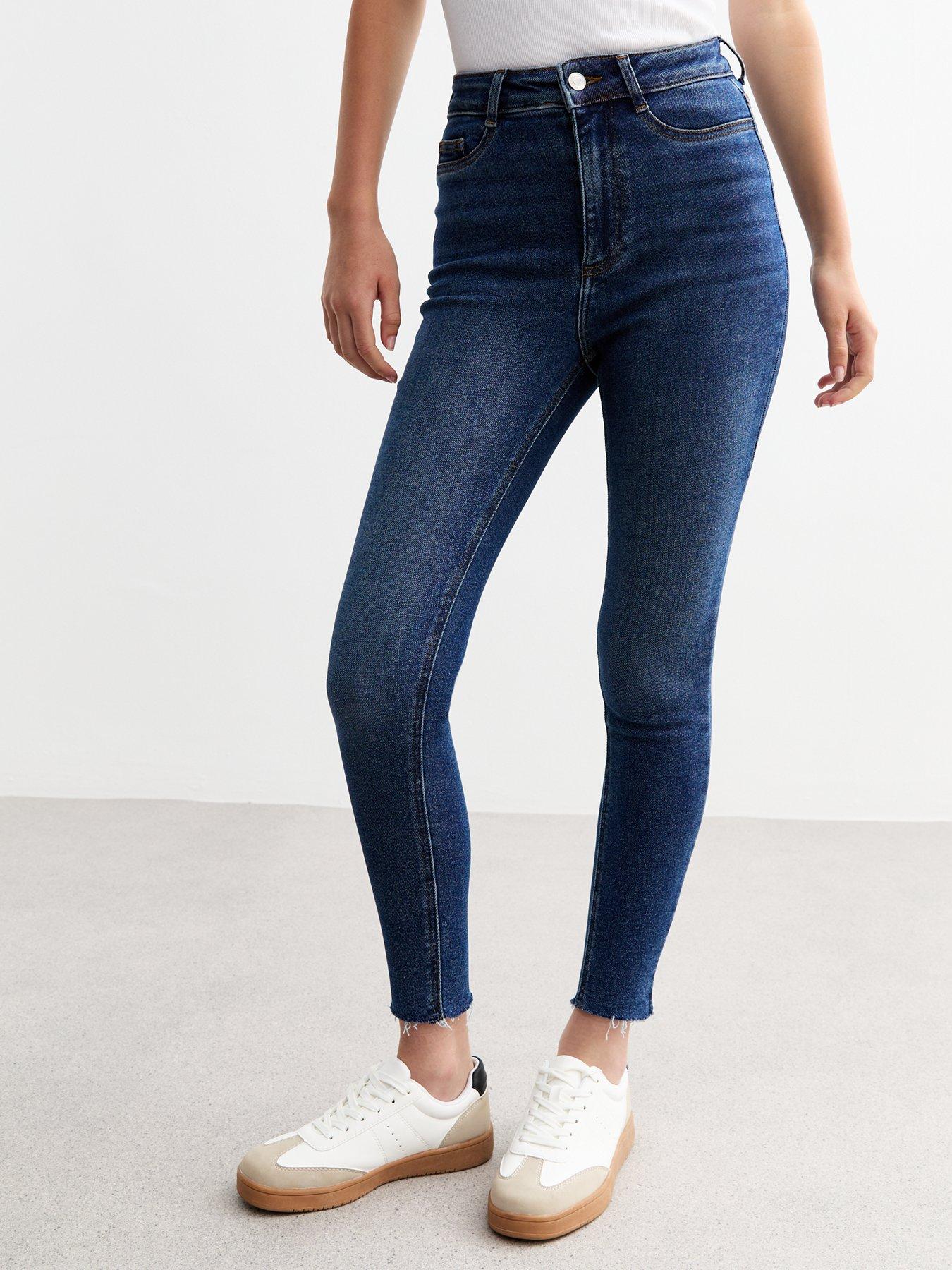 Image of New Look Blue Hallie Disco Frayed Hem Super Skinny Jeans