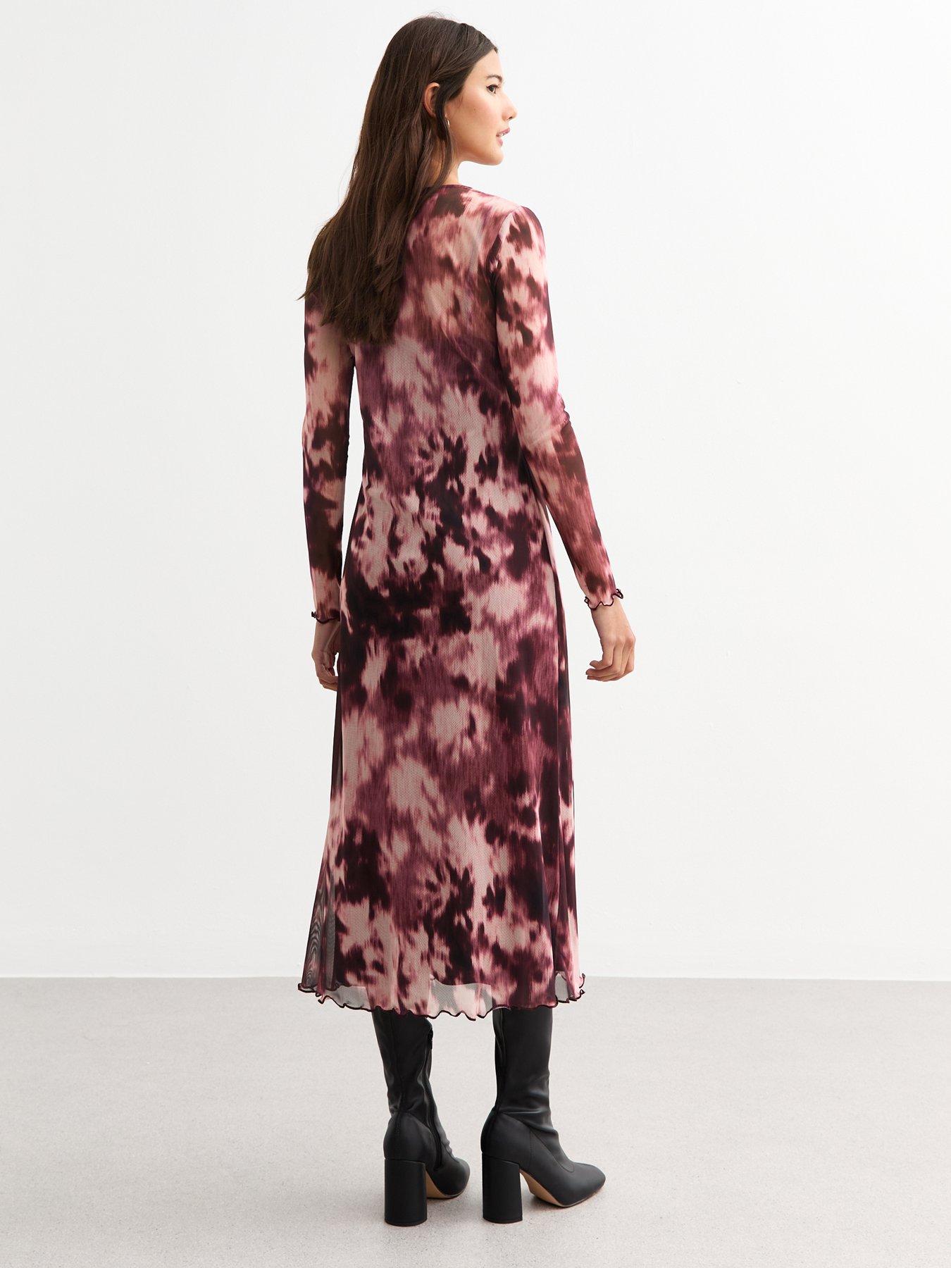 new-look-tie-dye-mesh-long-sleeve-midi-dress-pinkstillFront