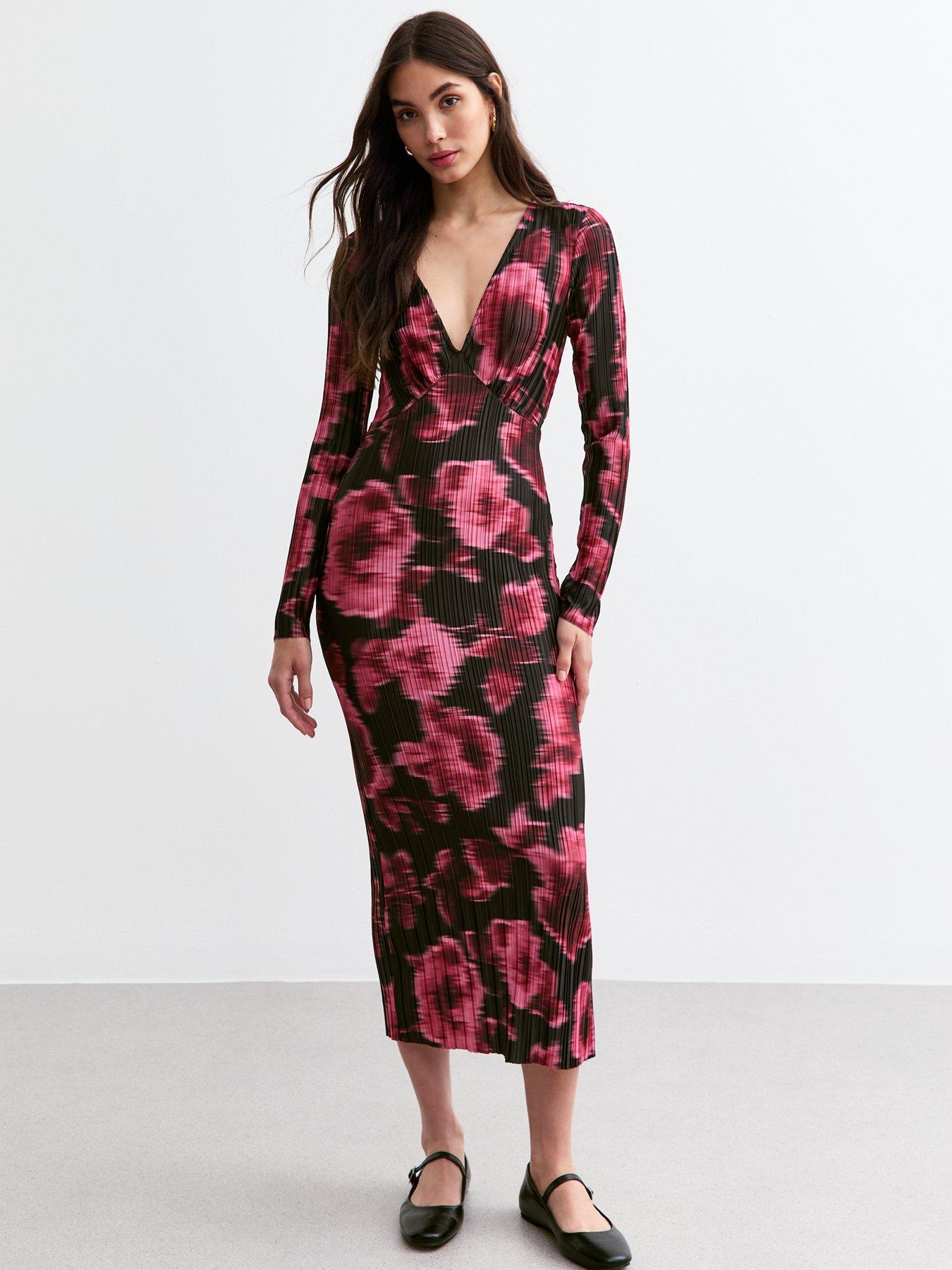 new-look-red-floral-long-sleeve-midi-dress