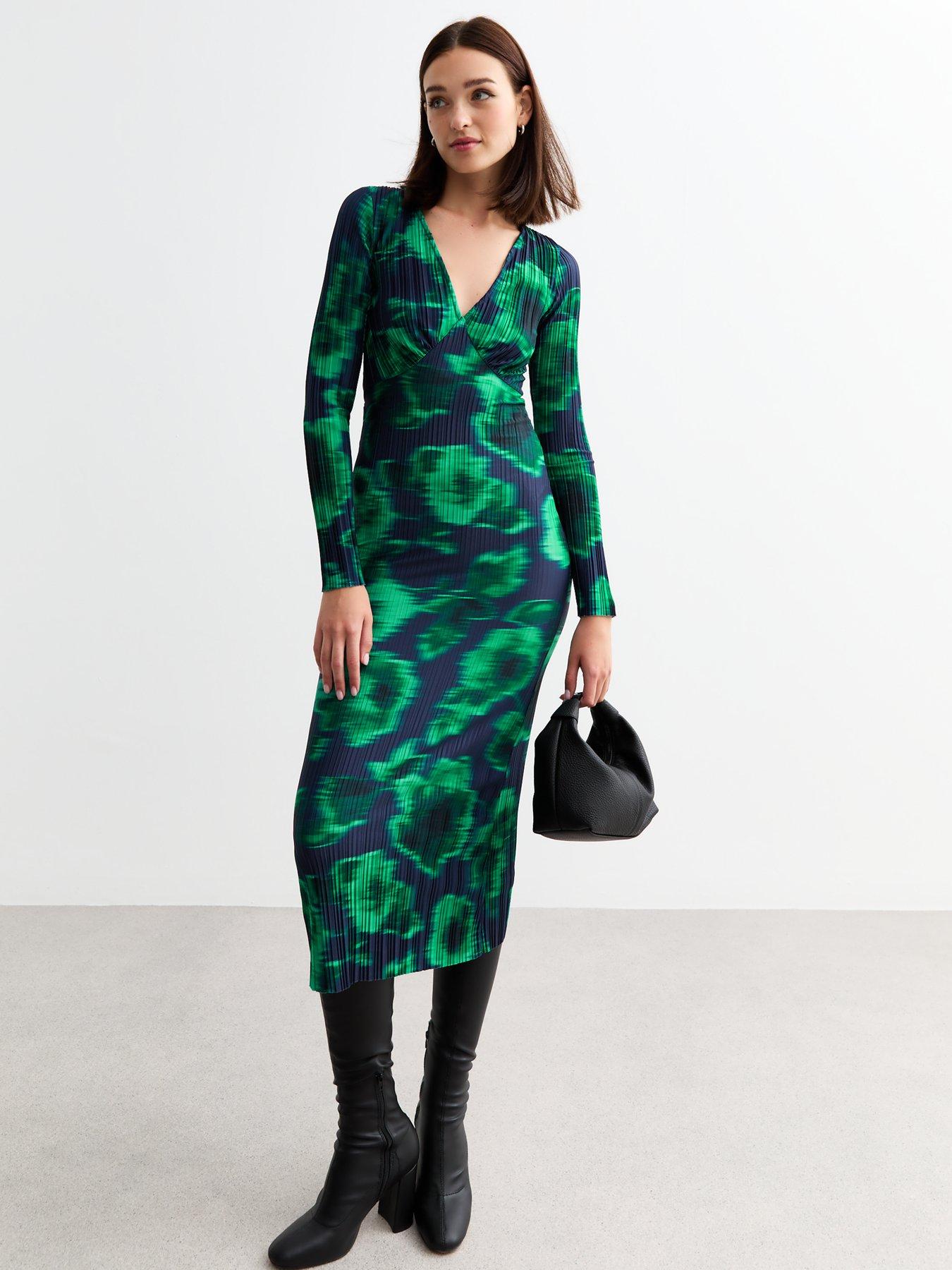 New Look Green Floral Long Sleeve Dress - Print | Very Ireland