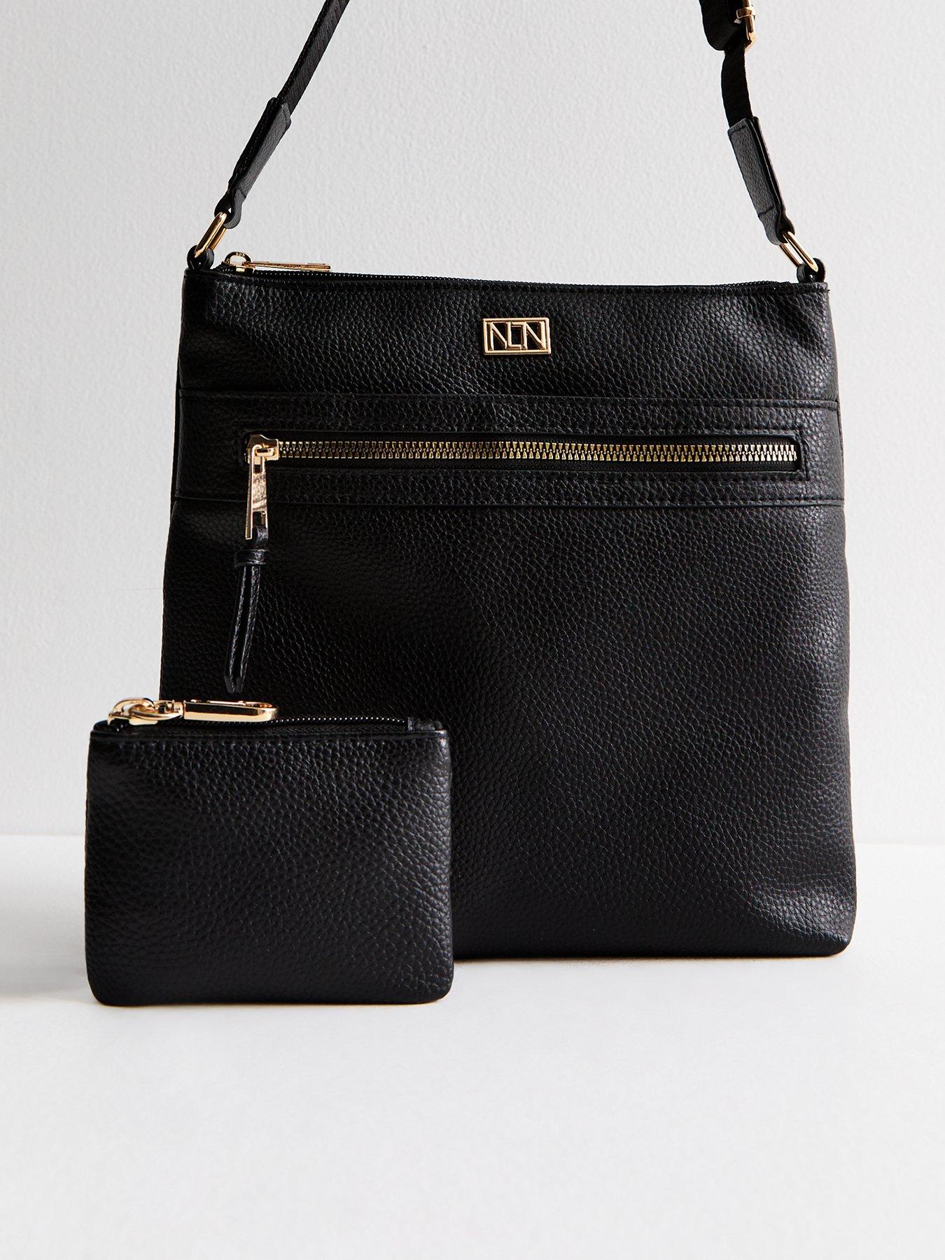 new-look-black-grain-leather-look-coin-purse-messenger-bagfront