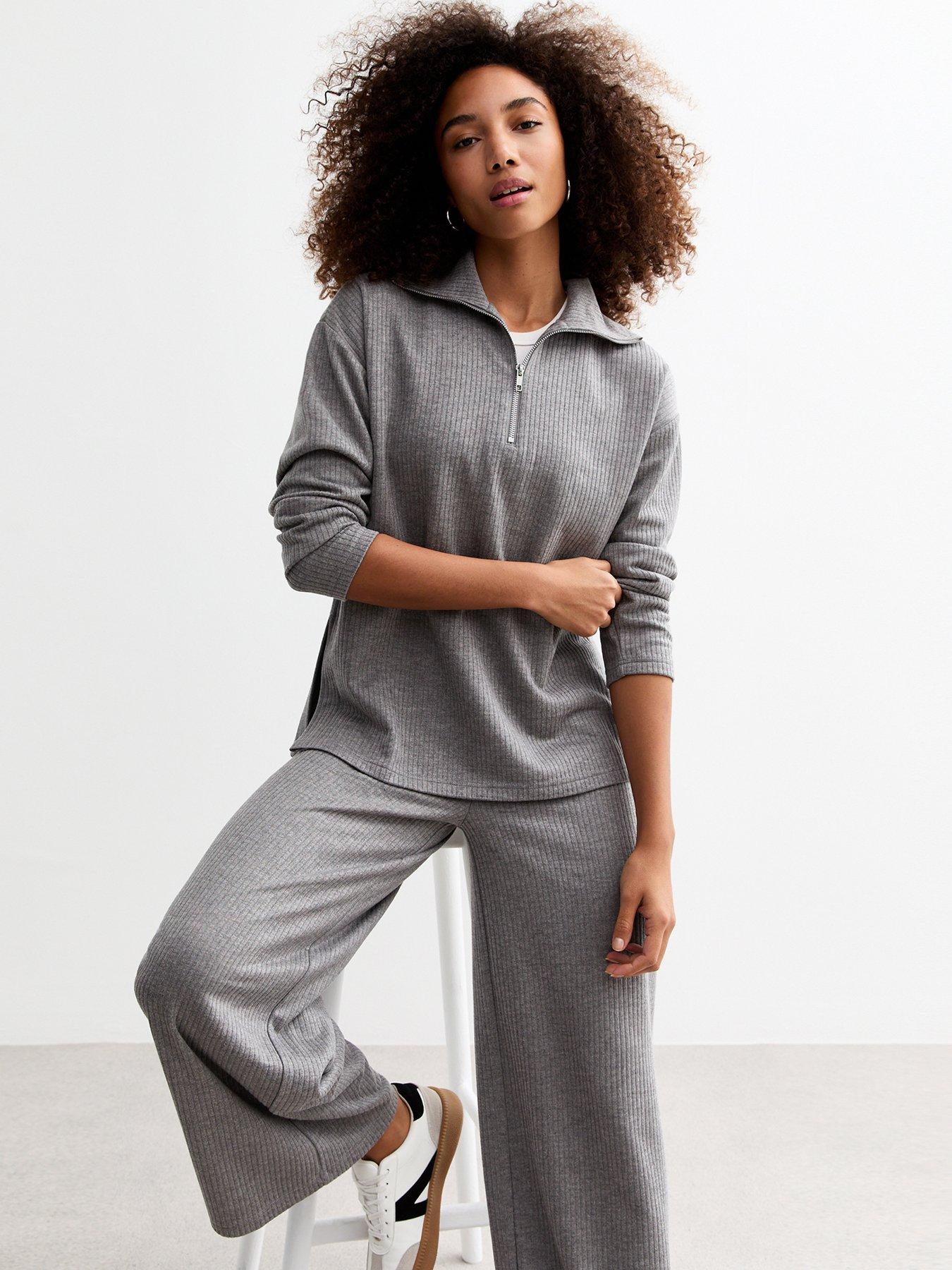 new-look-soft-touch-rib-half-zip-jumper-grey