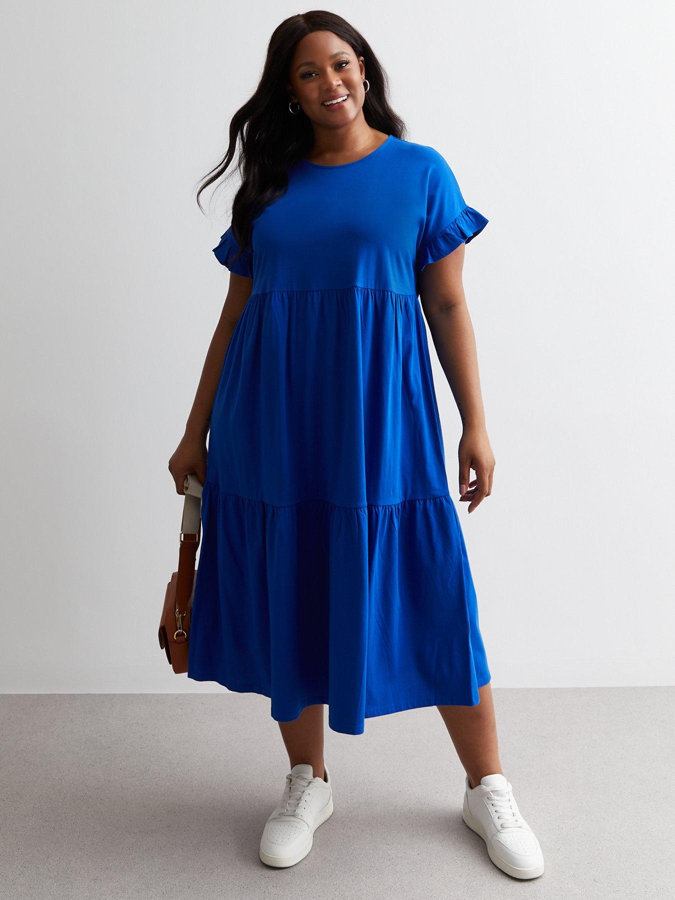 new-look-curves-blue-cotton-tiered-midi-dress