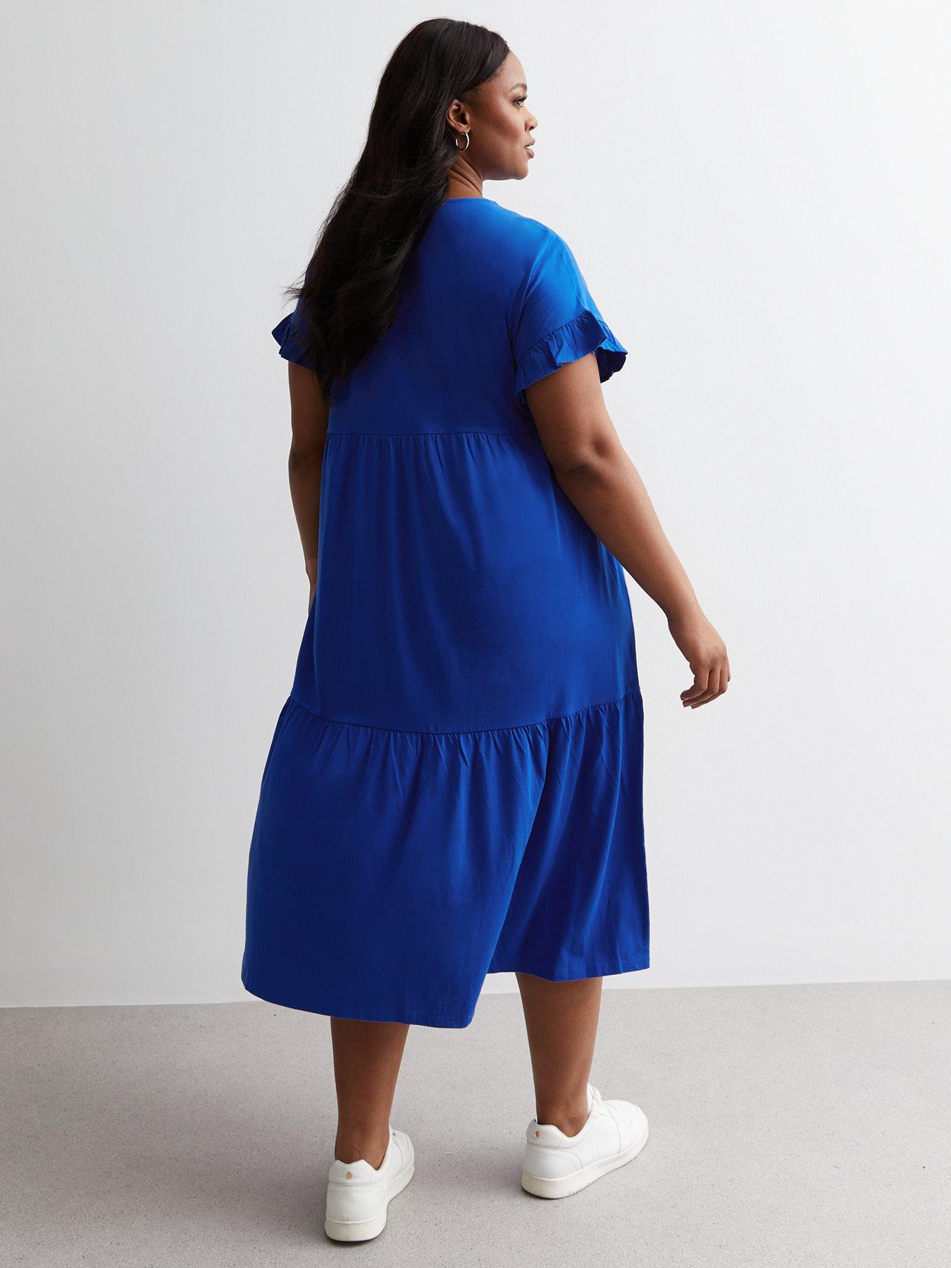 new-look-curves-blue-cotton-tiered-midi-dressstillFront