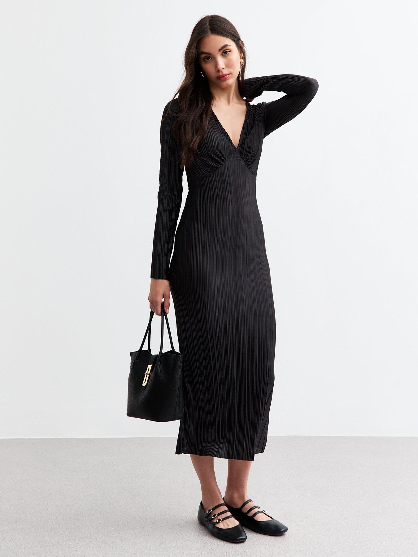 new-look-v-neck-long-sleeve-midi-dress-blackback