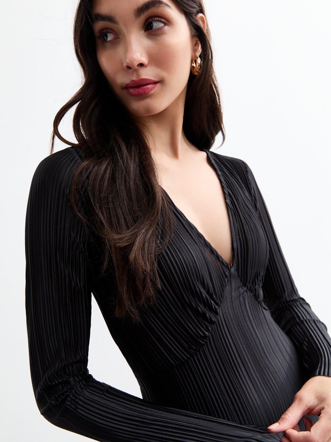 new-look-v-neck-long-sleeve-midi-dress-blackoutfit