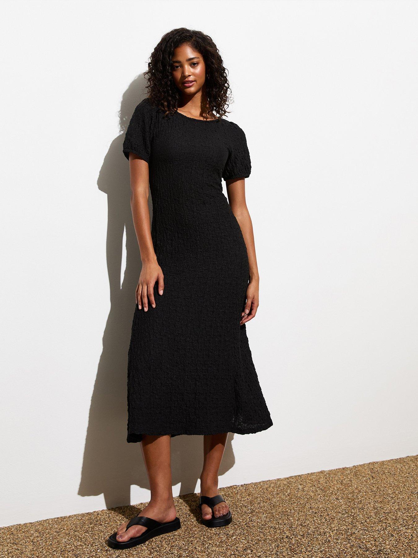 new-look-black-textured-low-back-midi-dress