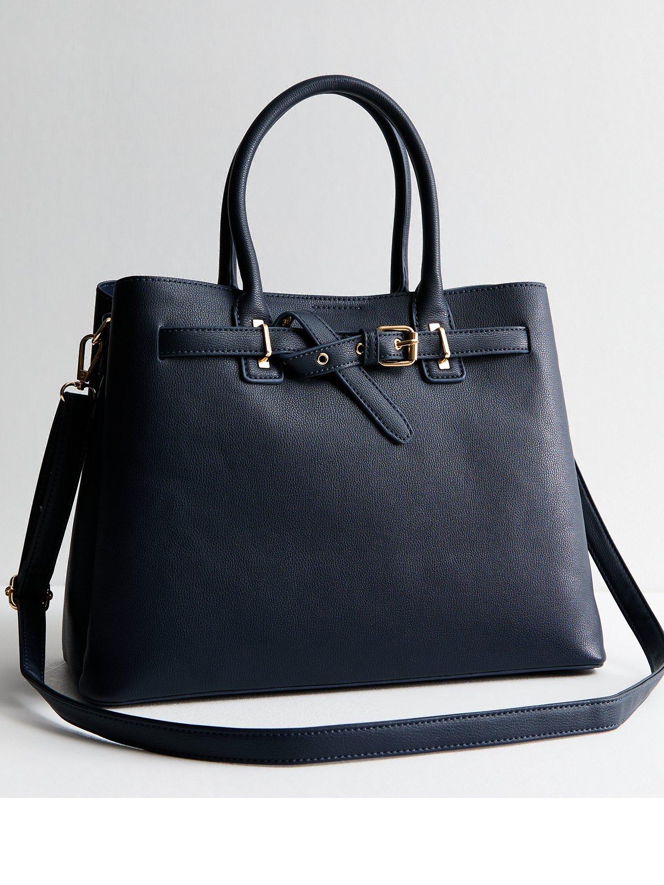 new-look-navy-triple-compartment-buckle-tote-bag