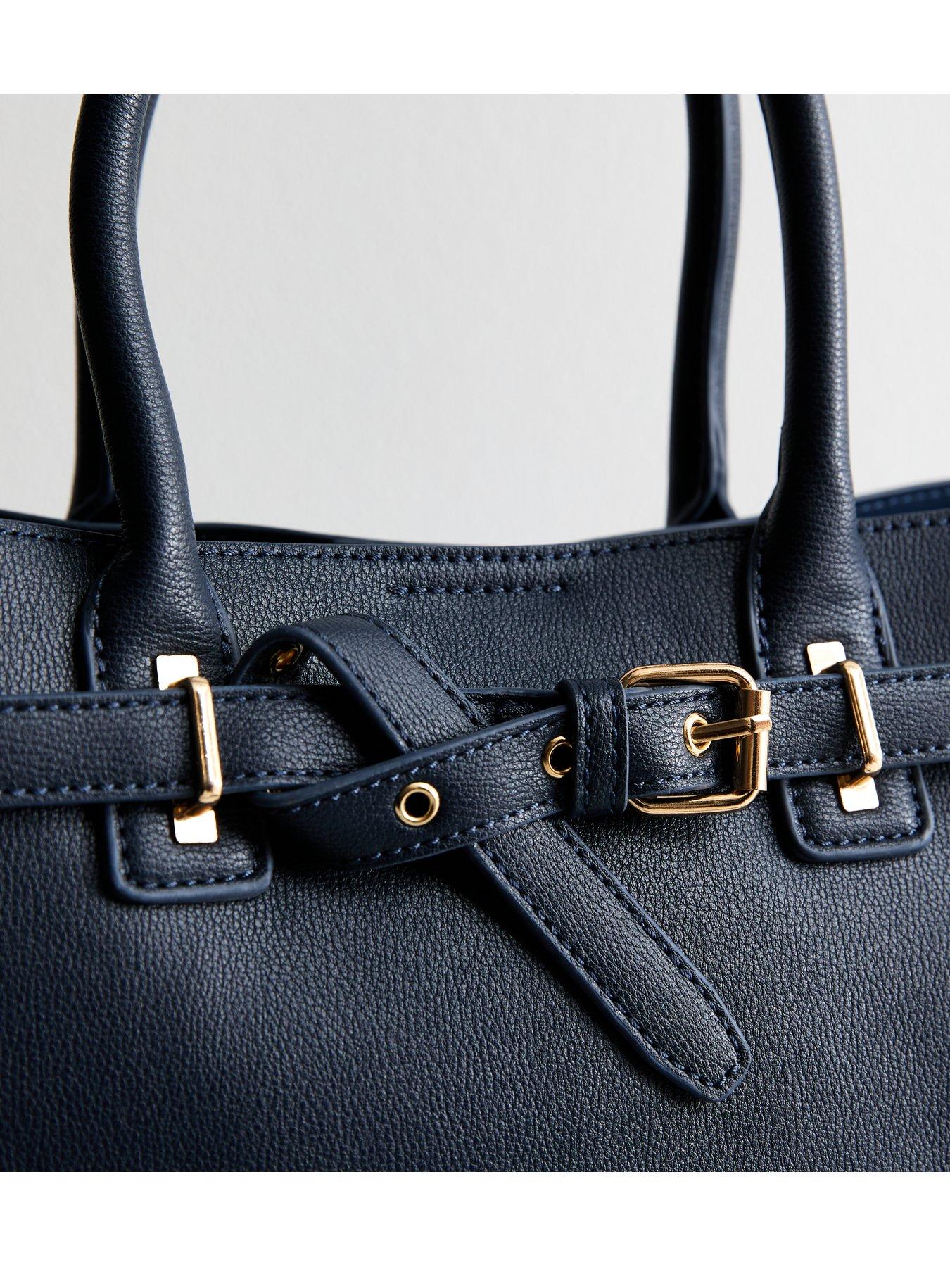 new-look-navy-triple-compartment-buckle-tote-bagoutfit