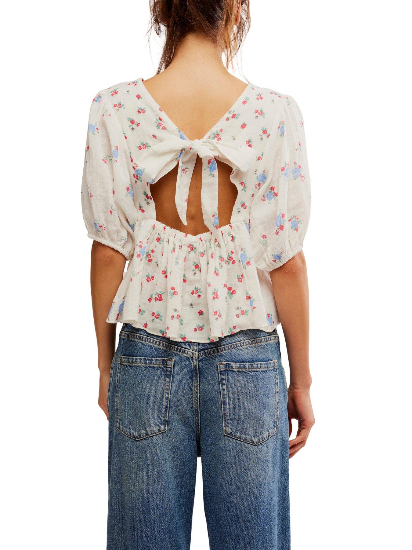 Image 2 of 5 of FREE PEOPLE Chloe Printed Top - White