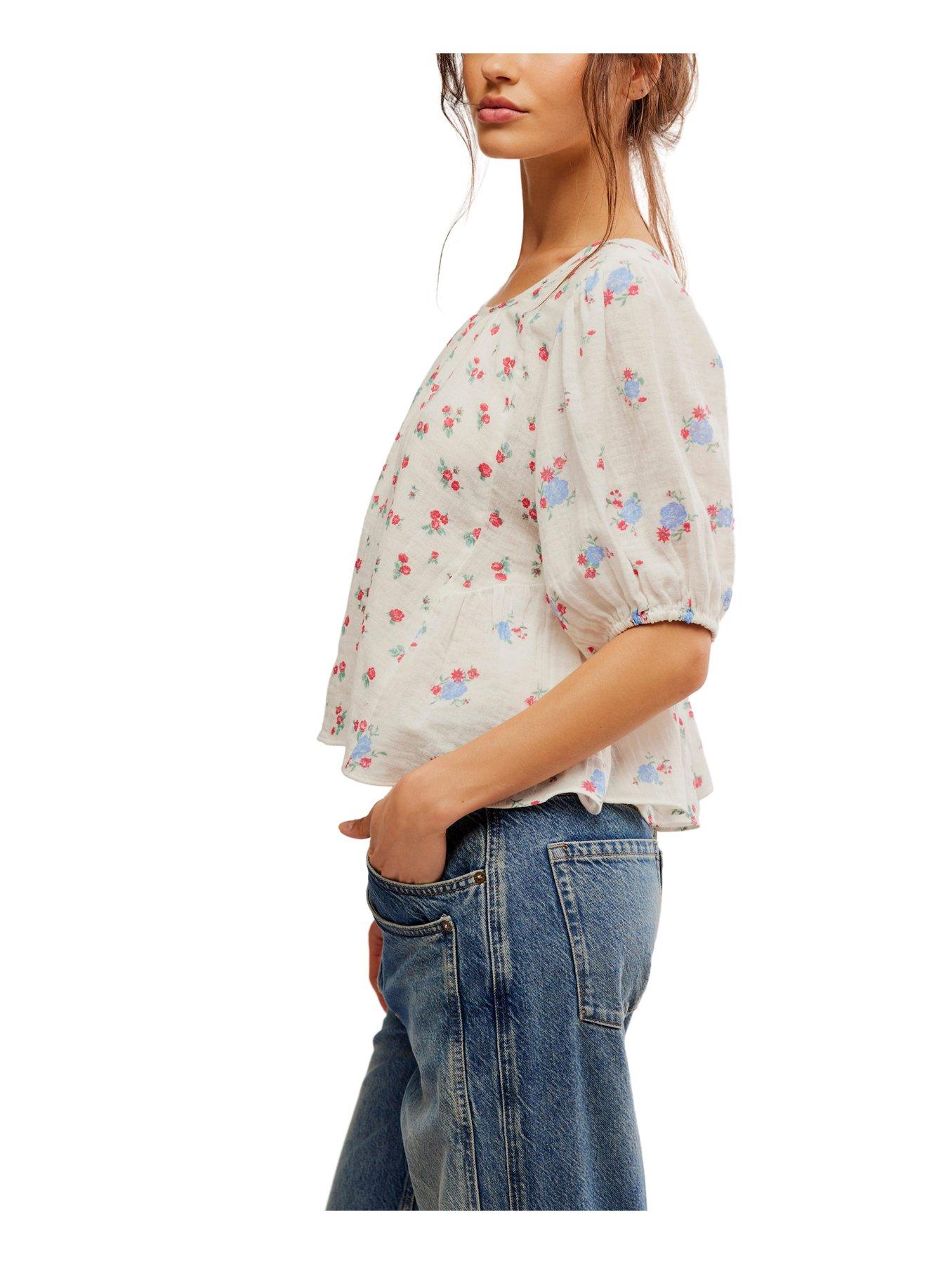 Image 3 of 5 of FREE PEOPLE Chloe Printed Top - White