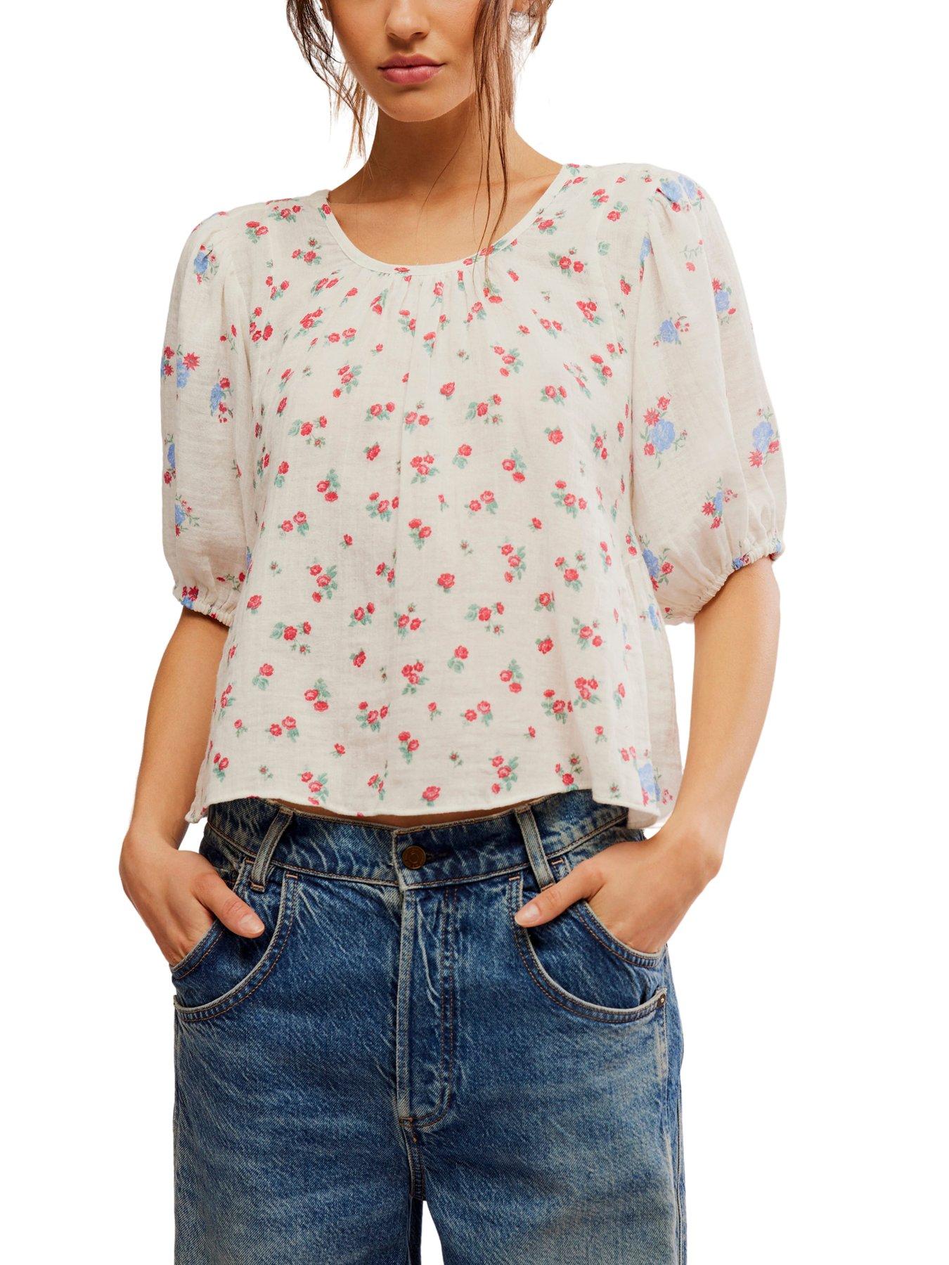 Image 4 of 5 of FREE PEOPLE Chloe Printed Top - White