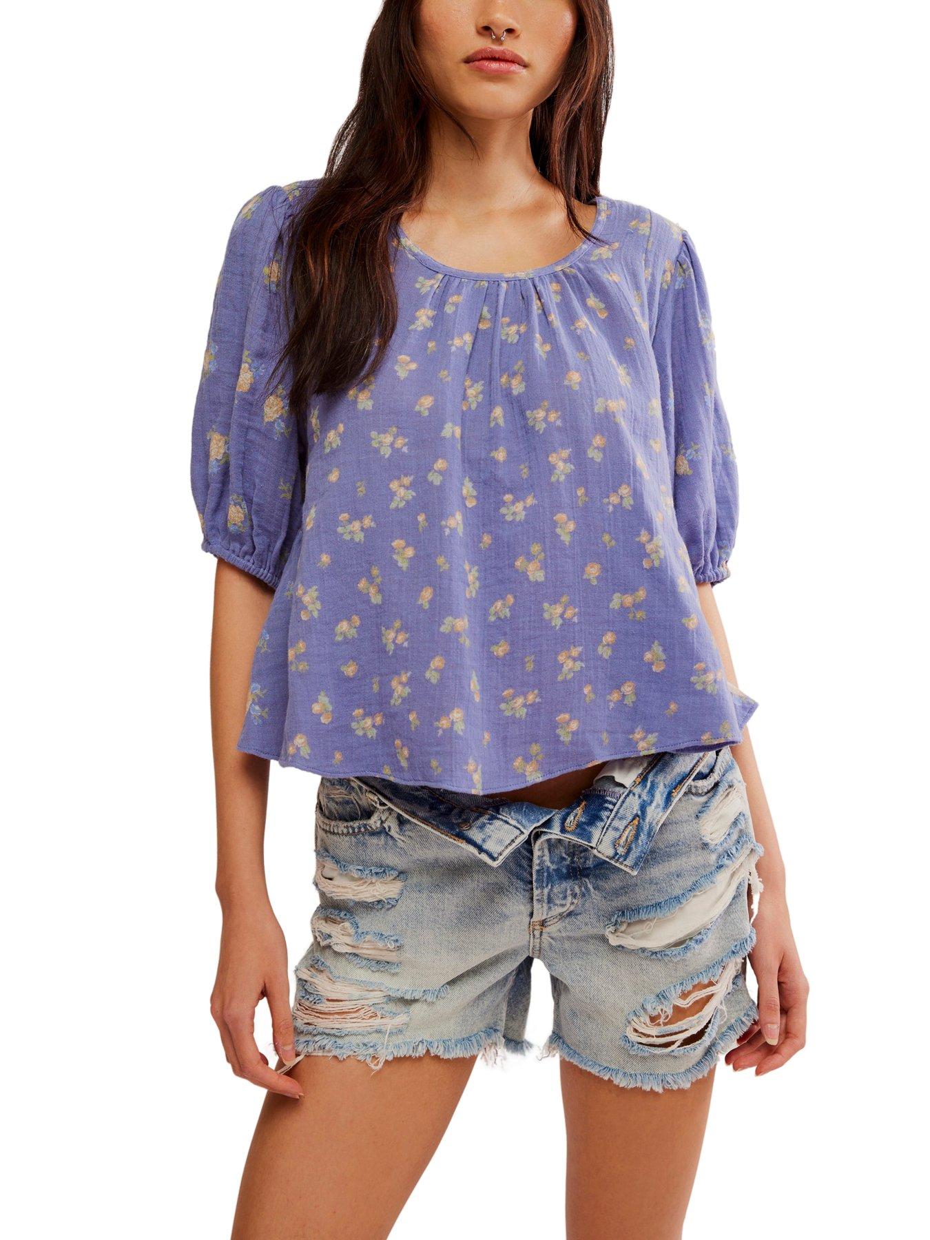 Image of FREE PEOPLE Chloe Printed Top - Blue