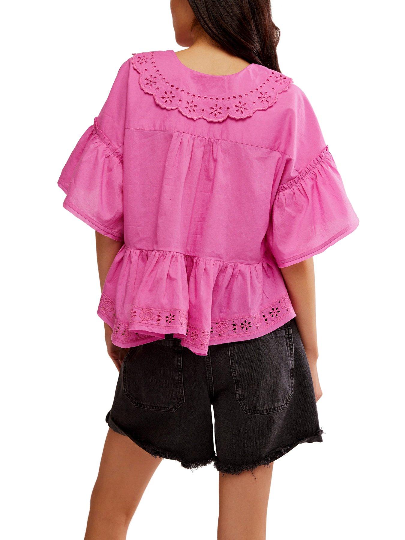 Image 2 of 5 of FREE PEOPLE Elle Cutwork Top - Pink