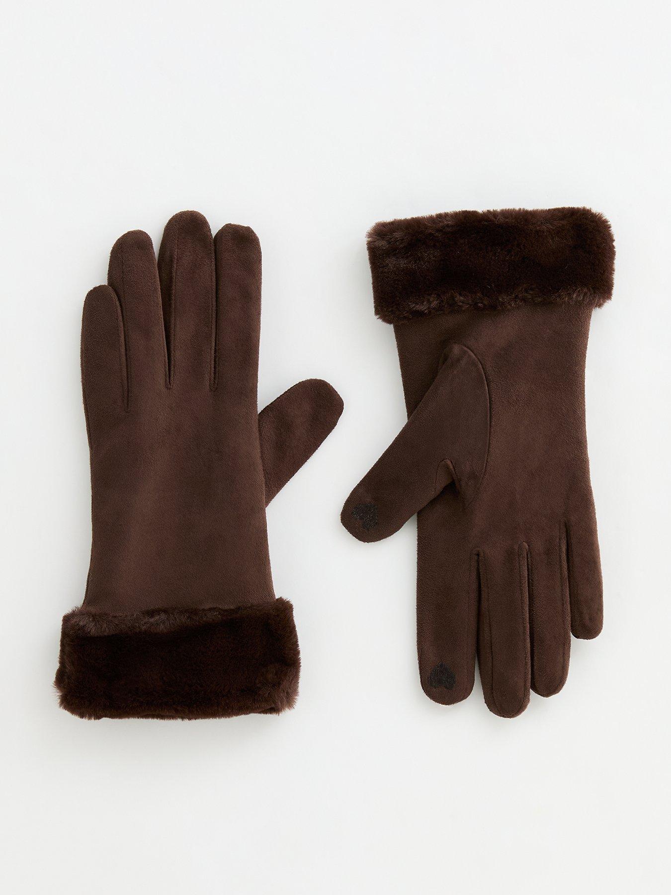 new-look-brown-faux-fur-gloves