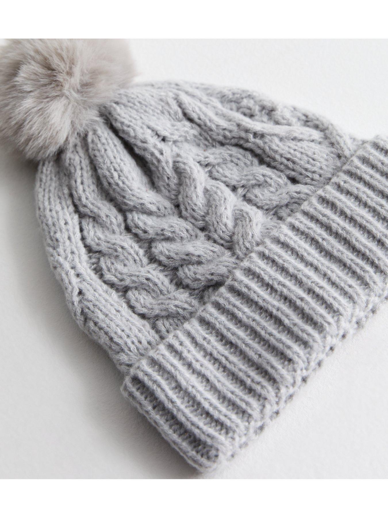 new-look-grey-faux-fur-pom-pom-bobble-hatback