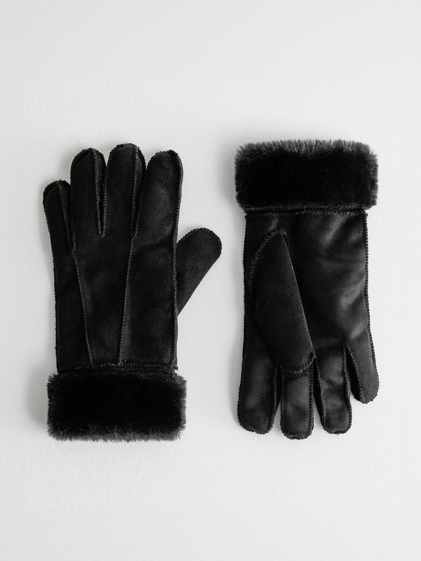 new-look-black-suedette-gloves-faux-fur-lined-gloves