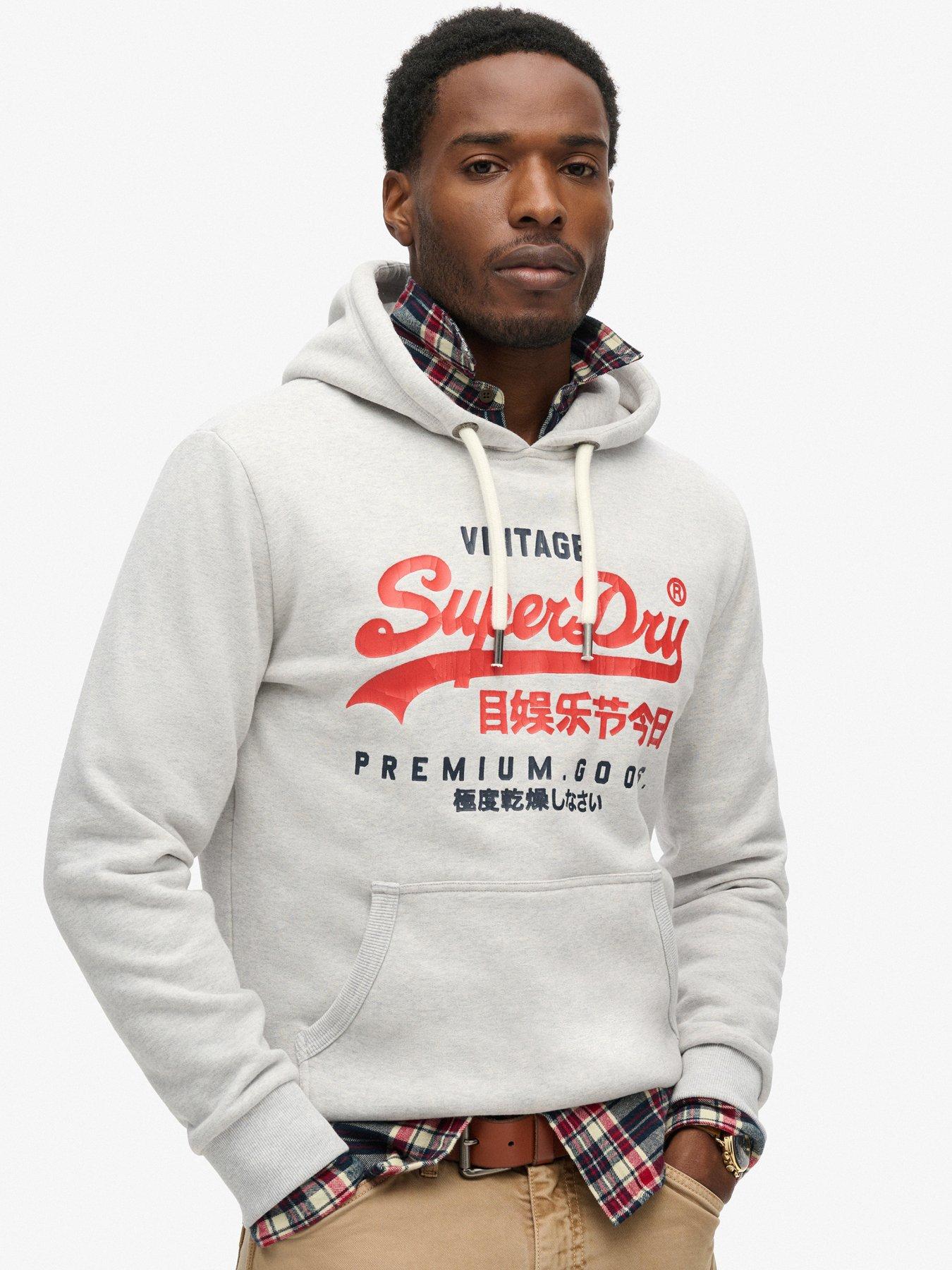 Mens grey superdry hoodie on sale