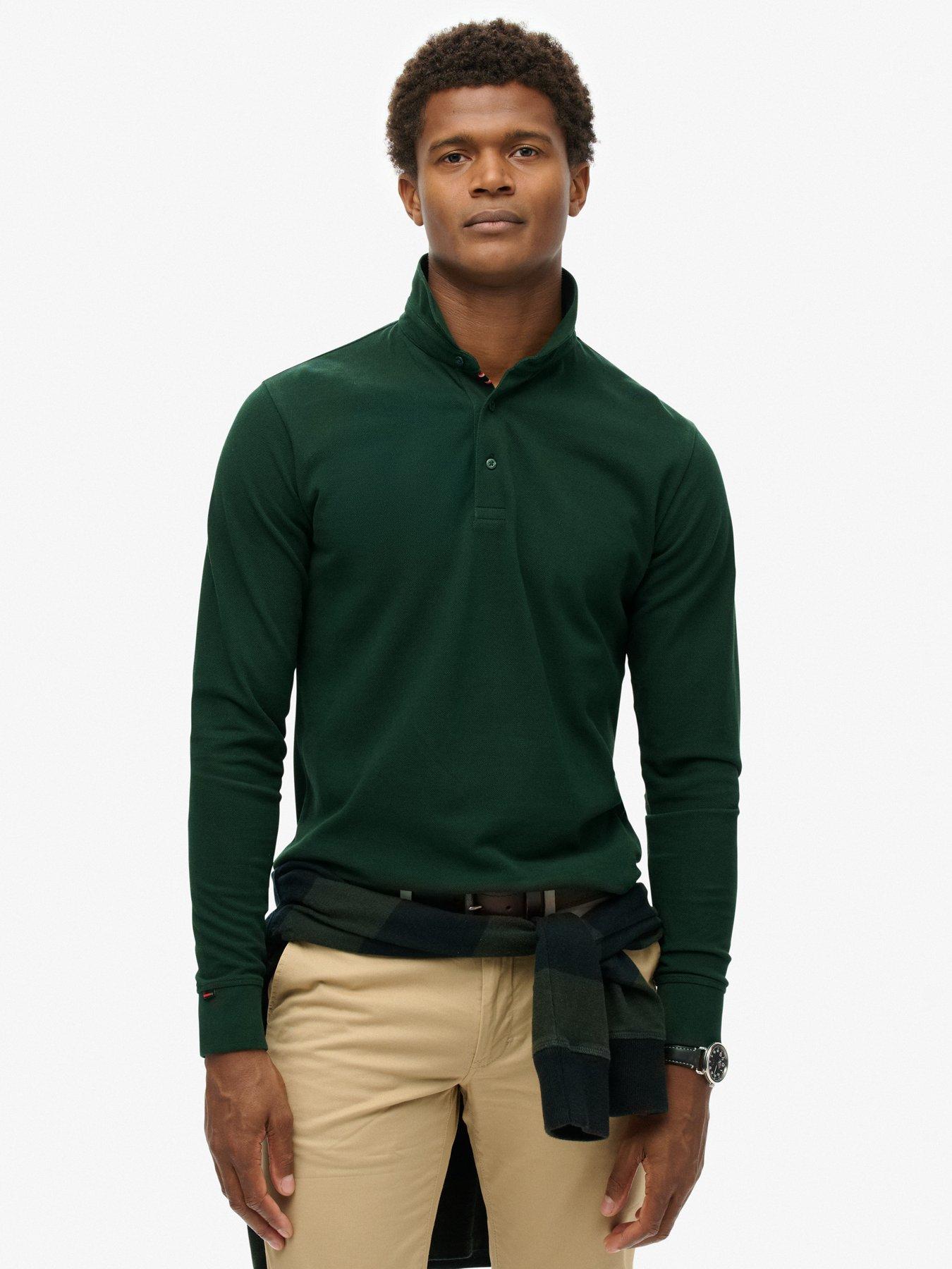 superdry-cotton-long-sleeve-regular-fit-pique-polo-shirt-dark-green