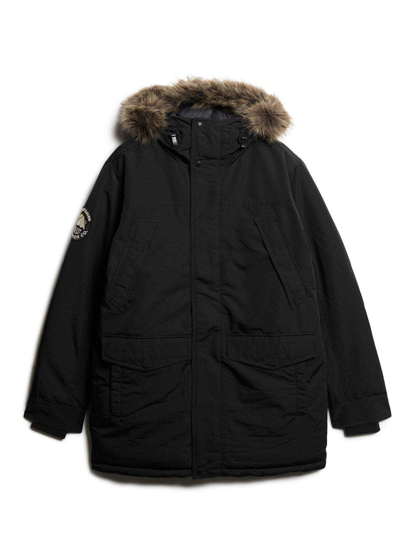 Image 5 of 6 of Superdry Superdry Everest Faux Fur Hooded Parka Coat - Black
