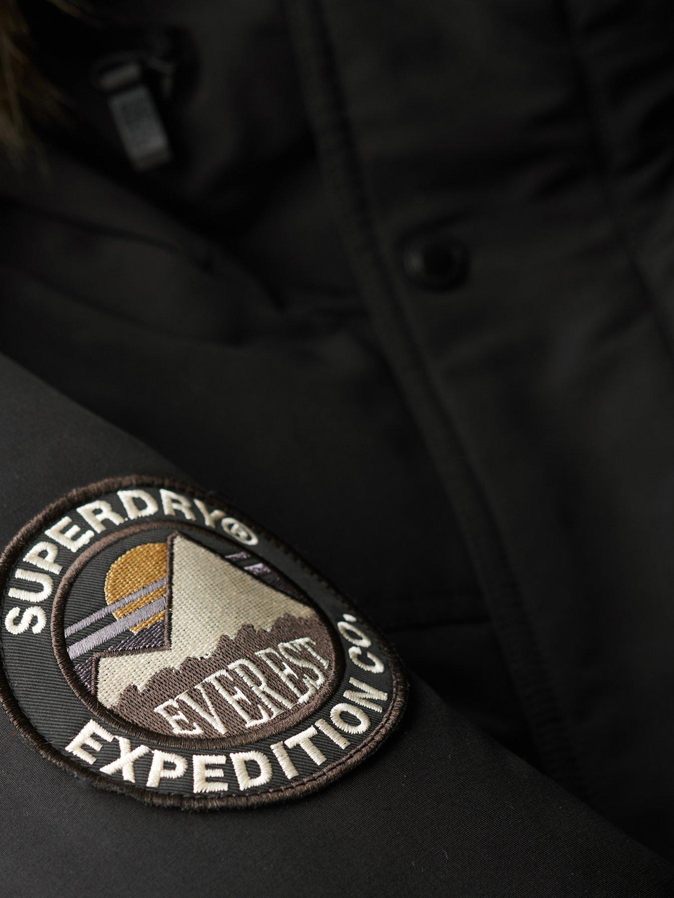 Image 6 of 6 of Superdry Superdry Everest Faux Fur Hooded Parka Coat - Black