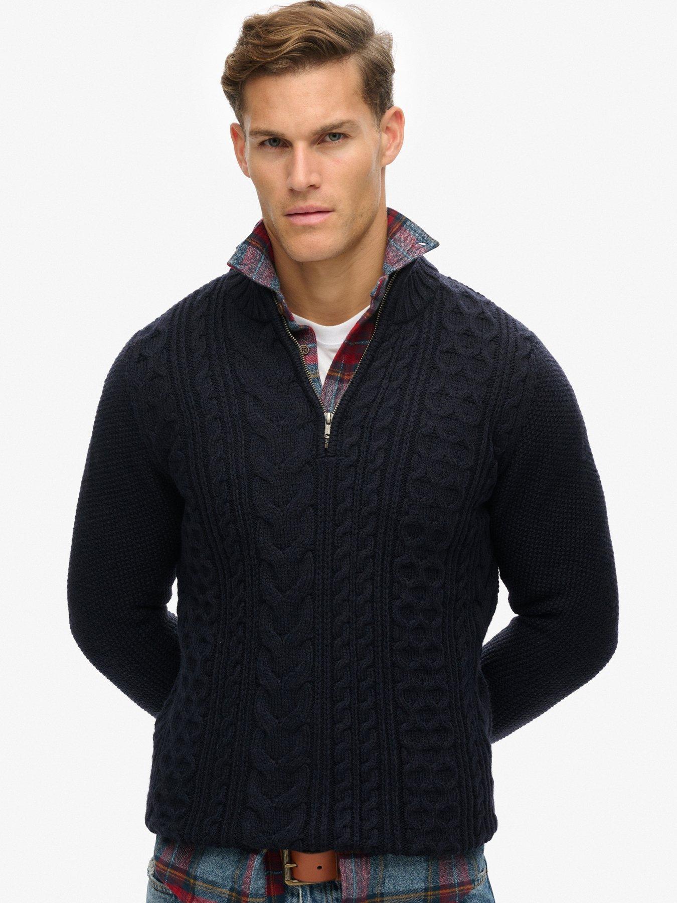 superdry-jacob-cable-half-zip-knitted-jumper-navy