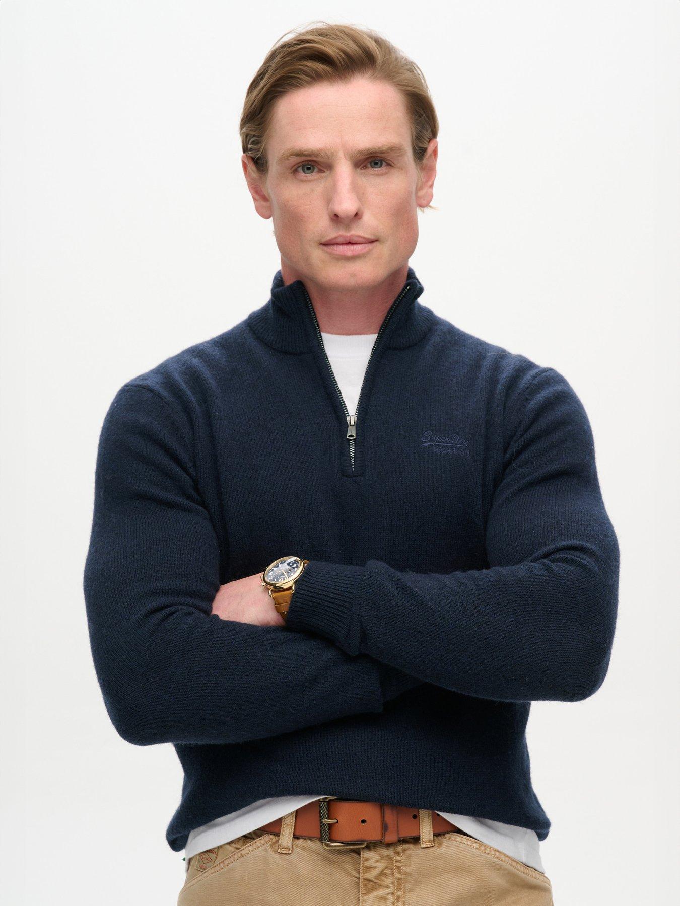 superdry-essential-henley-half-zip-knitted-jumper-navy