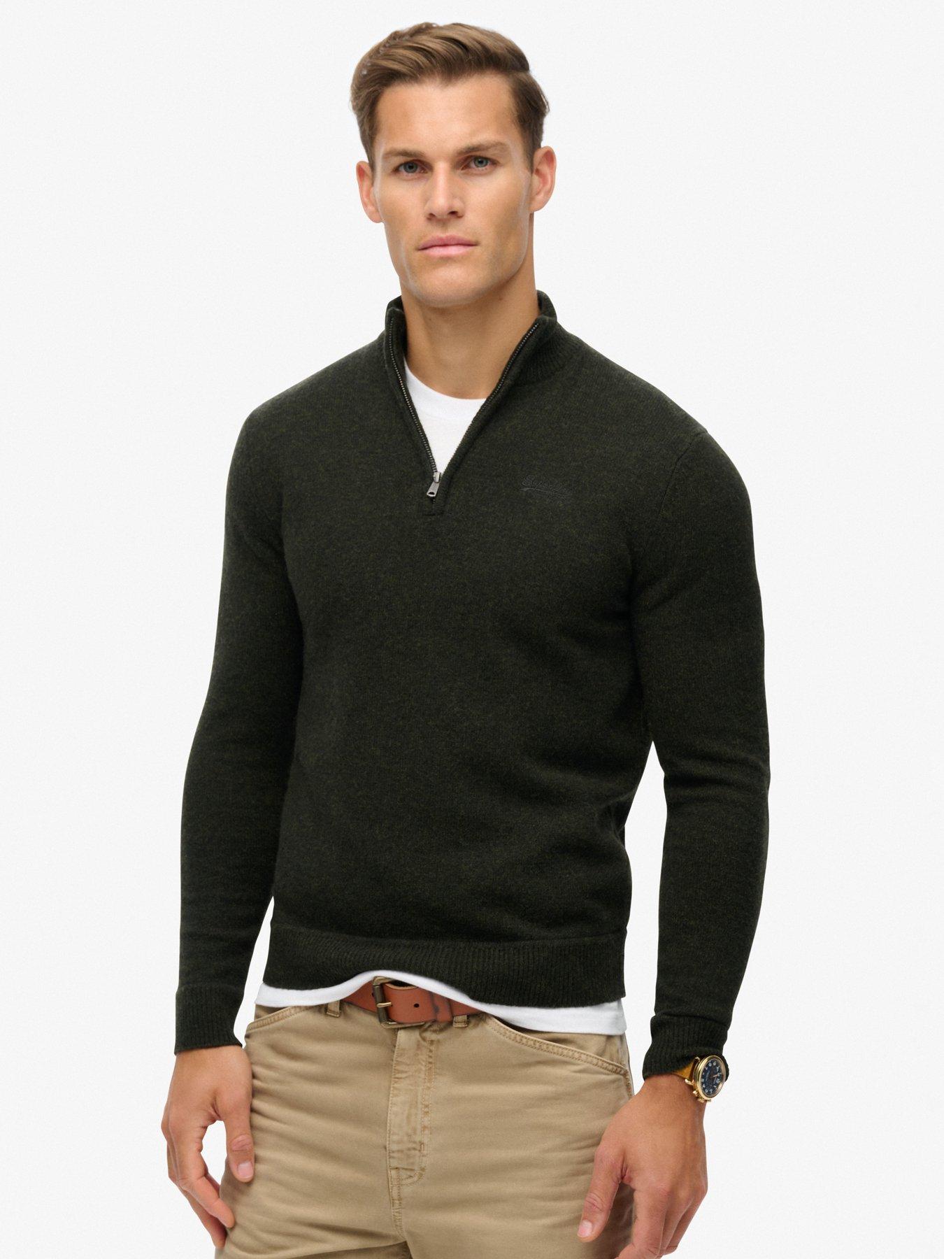 superdry-essential-henley-half-zip-knitted-jumper-dark-green