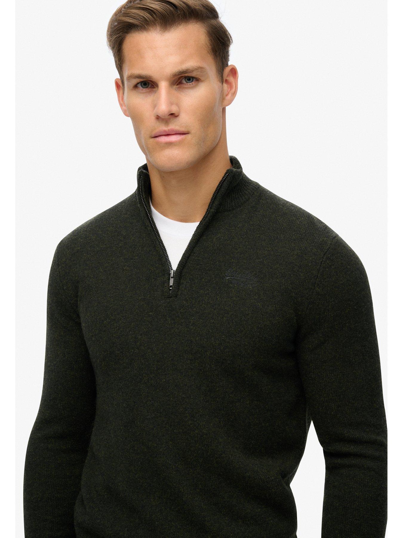 superdry-essential-henley-half-zip-knitted-jumper-dark-greenoutfit