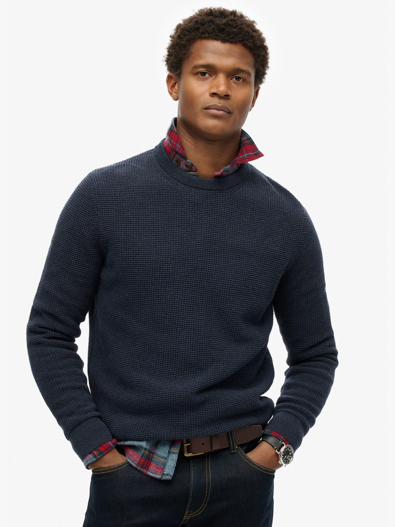 undefined Superdry Textured Crew Knitted Jumper - Blue