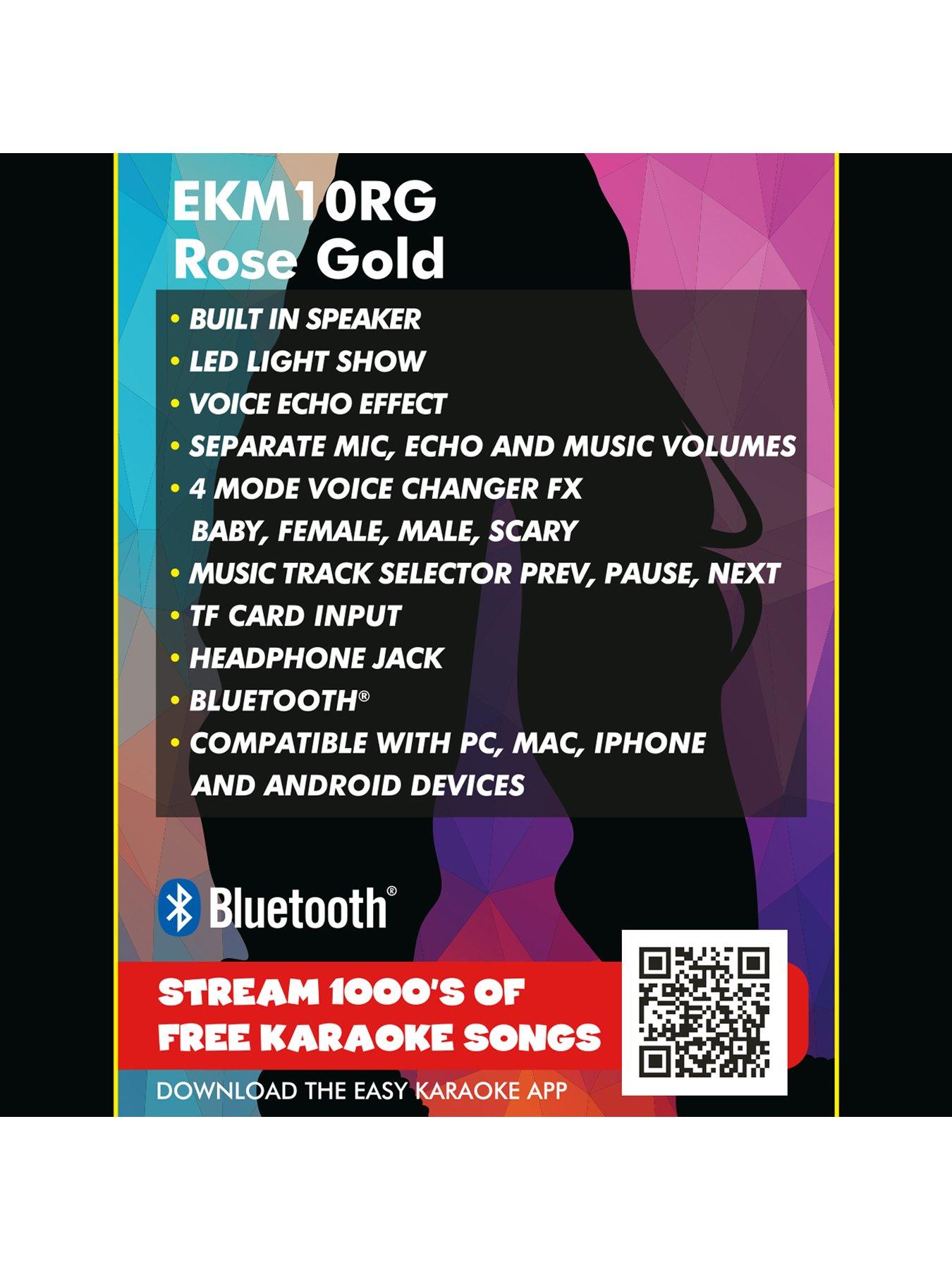 Image 4 of 5 of Easy Karaoke Easy Karaoke Bluetooth Wireless Microphone with Speaker and Lights ~ Black