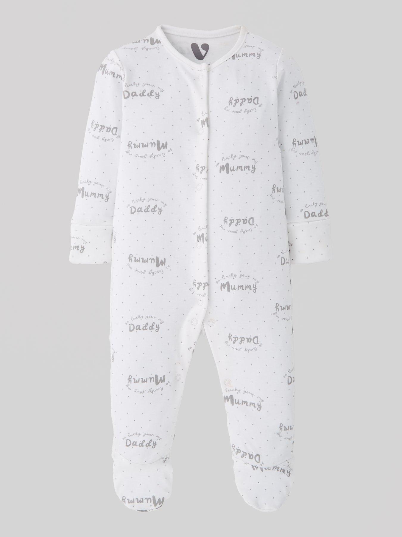 Image 2 of 5 of Mini V by Very Baby Unisex 3 Pack Mummy And Daddy Sleepsuits - Multi