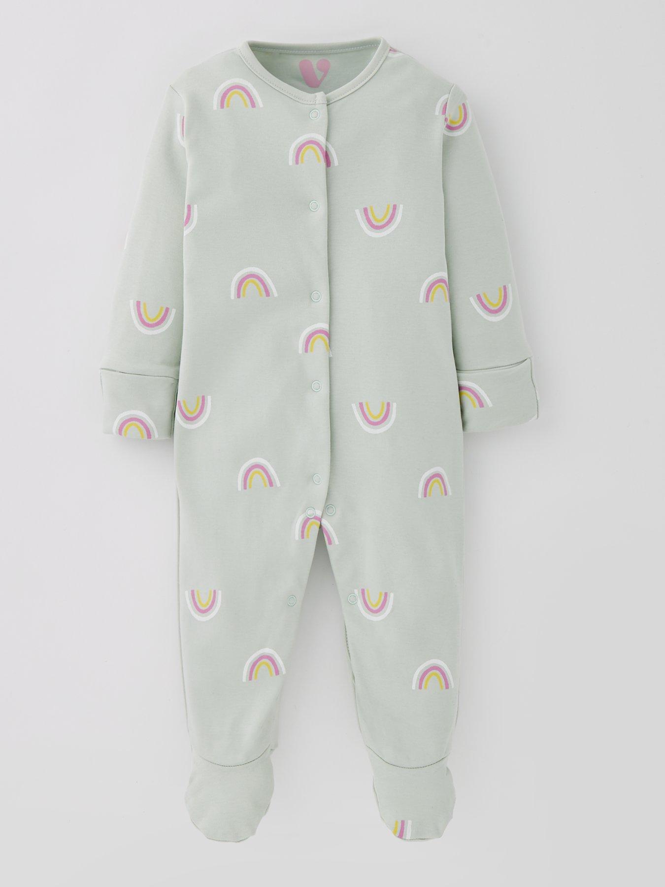 Image 2 of 5 of Mini V by Very Baby Girl 3 Pack Flower Sleepsuits - Multi