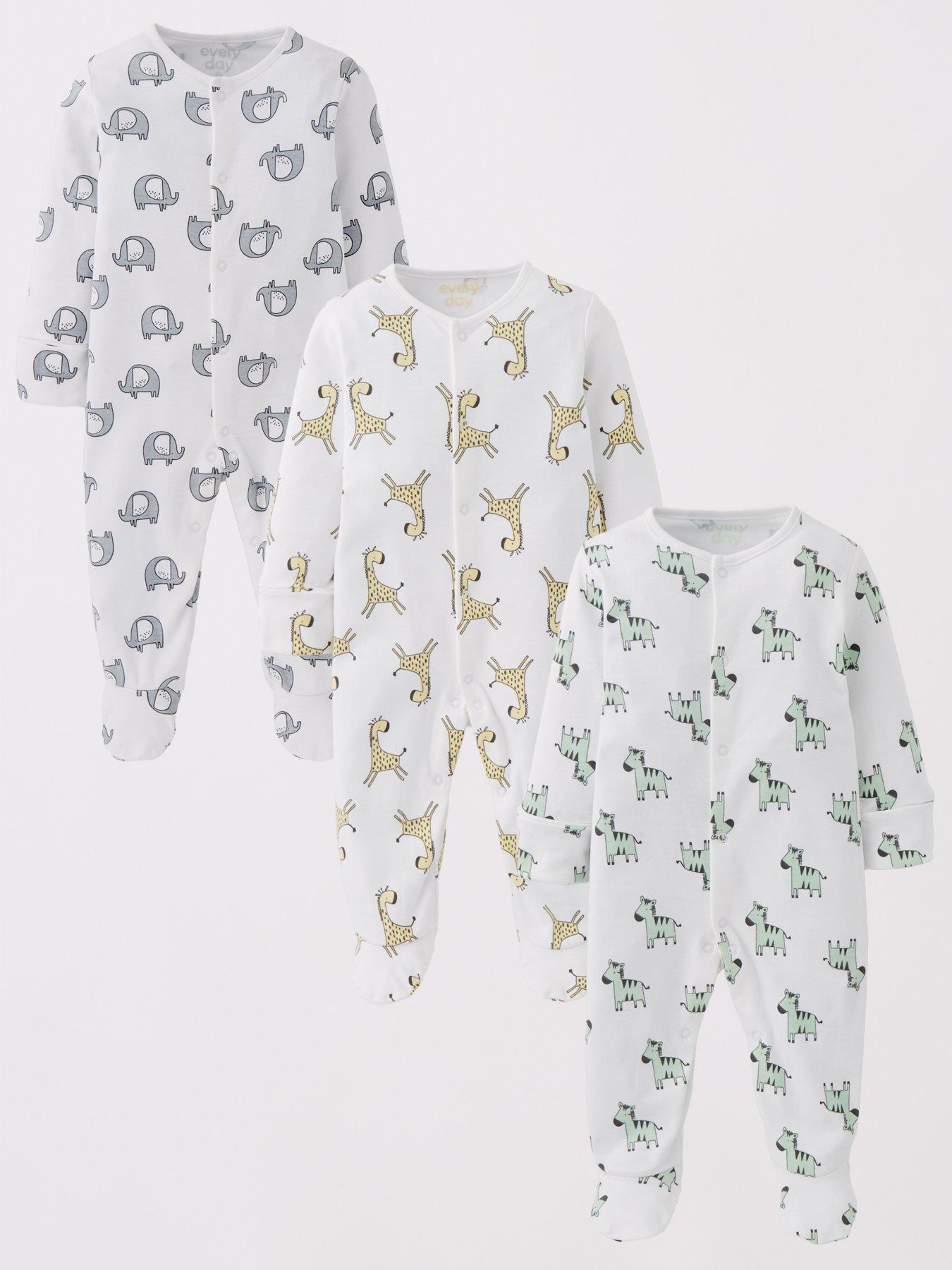 everyday-baby-unisex-3-pack-multi-print-sleepsuits