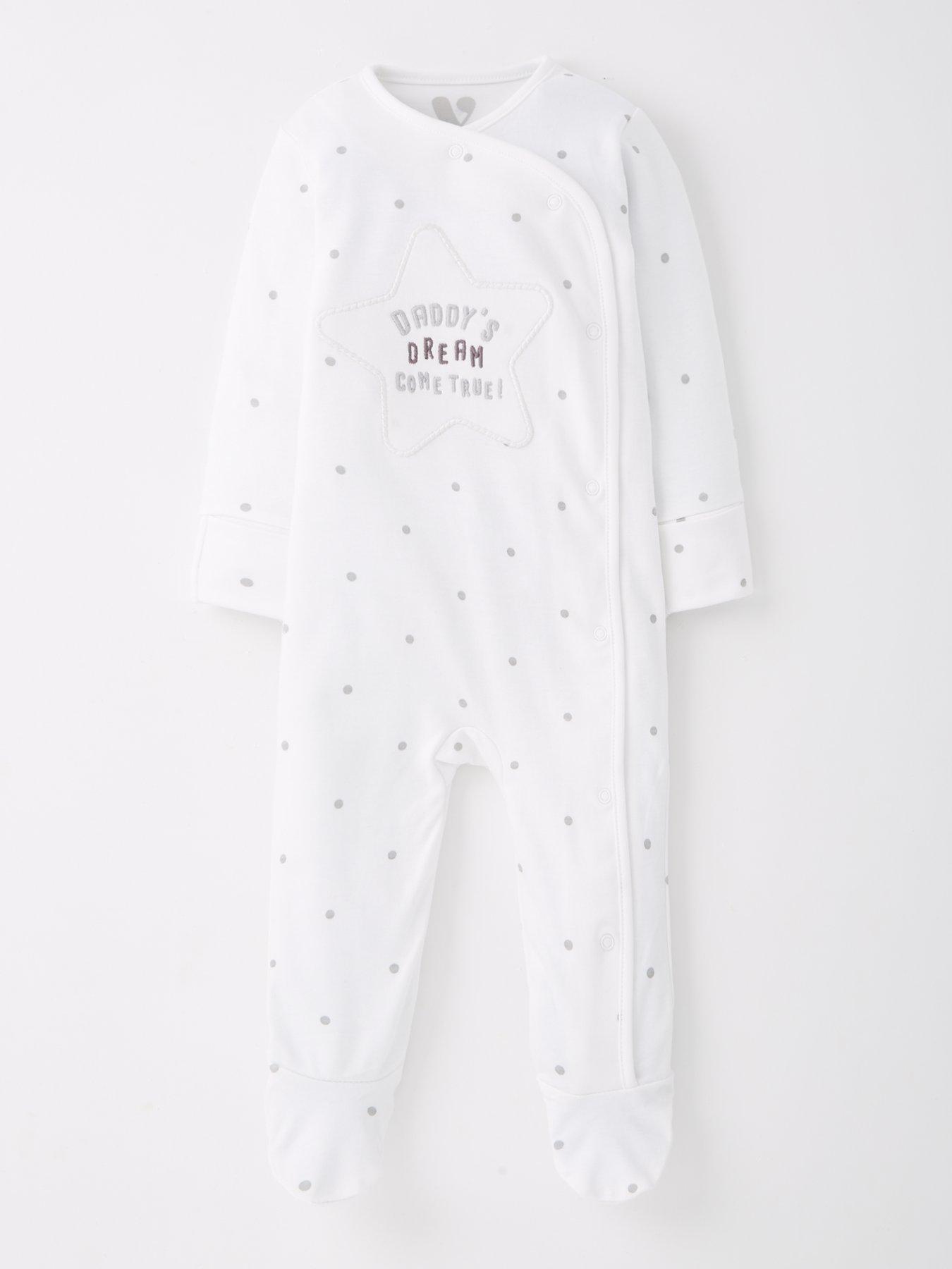 Image 1 of 4 of Mini V by Very Baby Unisex Daddy's Little Dream Sleepsuit - White