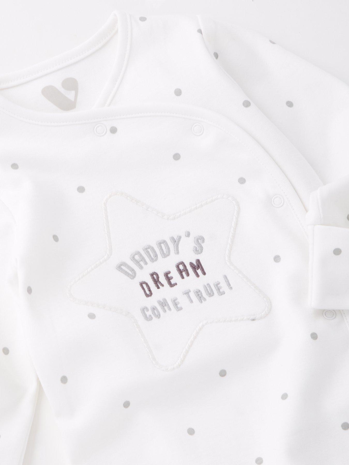 Image 3 of 4 of Mini V by Very Baby Unisex Daddy's Little Dream Sleepsuit - White