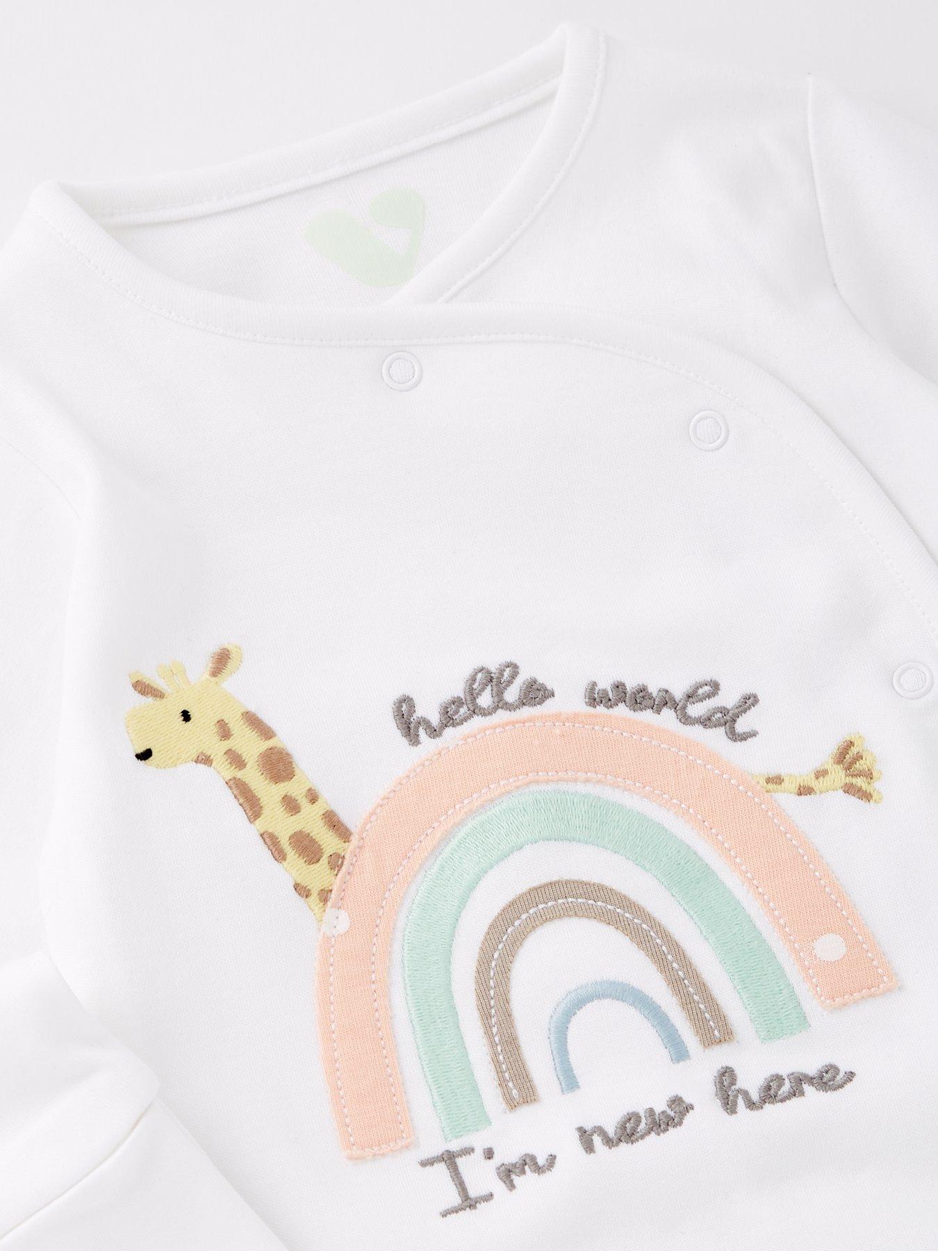 Image 3 of 4 of The Very Collection Baby Unisex I'm New Here Sleepsuit - White