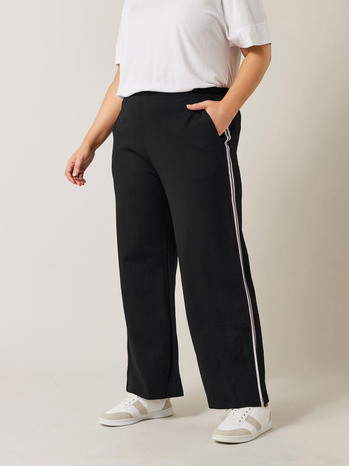 evans-wide-leg-side-stripe-trouser-blackfront