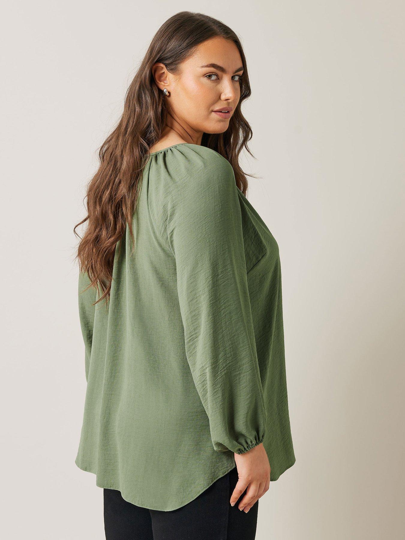 evans-long-sleeve-gypsy-blouse-greenstillFront