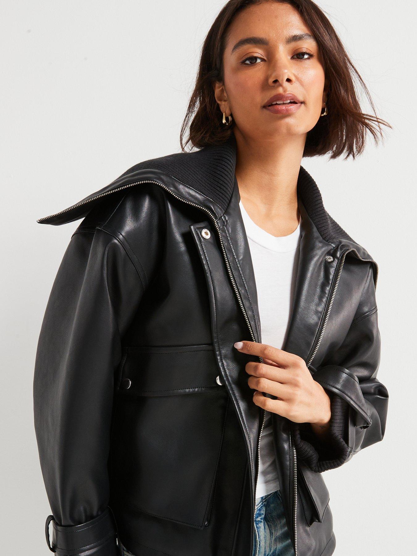 v-by-very-contrast-trim-faux-leather-bomber-blackdetail