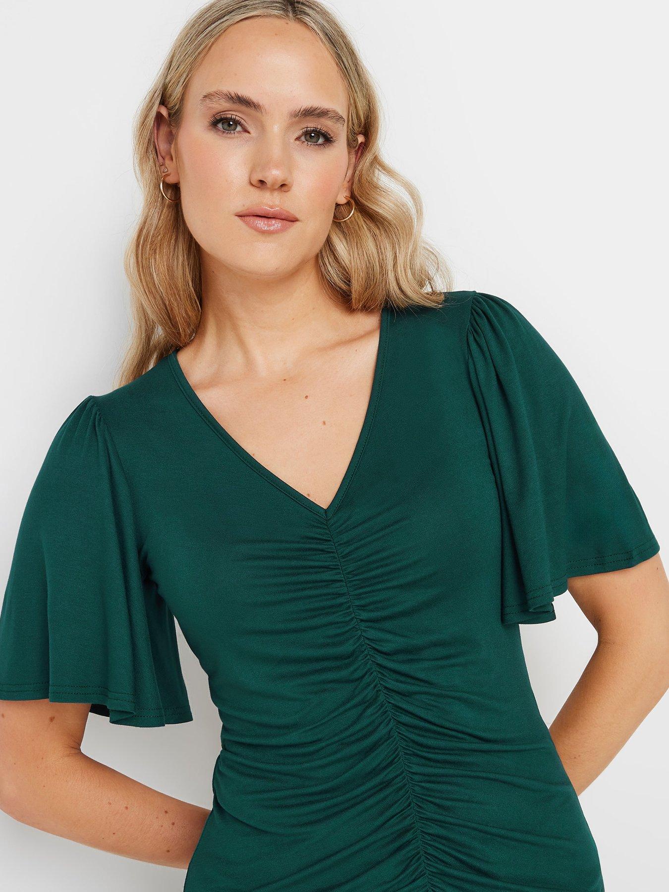 long-tall-sally-tall-angel-sleeve-ruched-front-top-greenoutfit