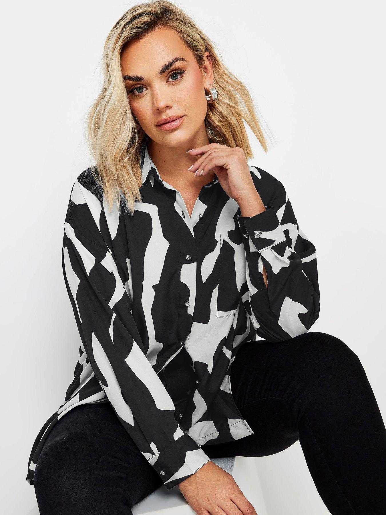 yours-curve-abstract-oversized-shirt-black