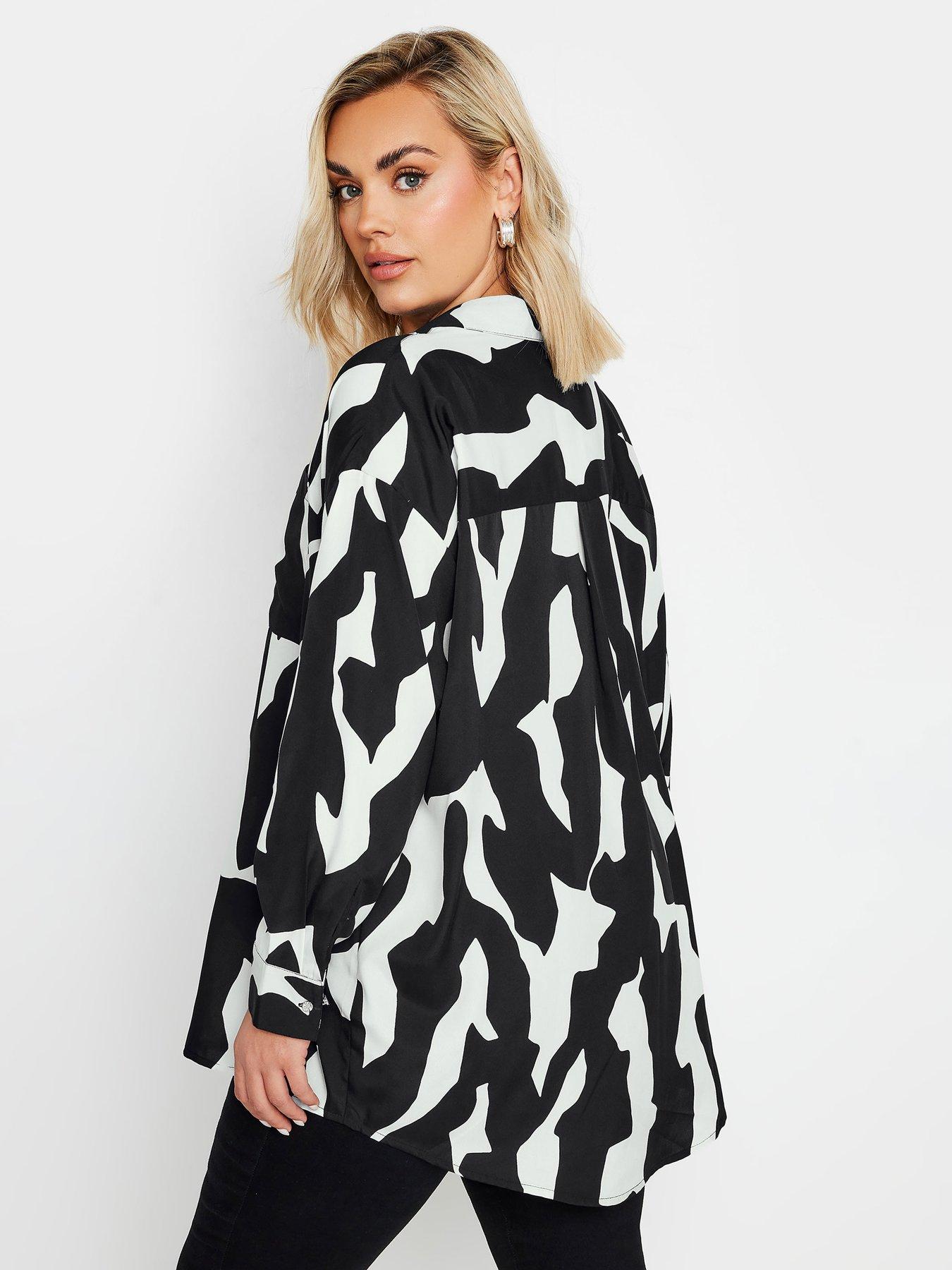 yours-curve-abstract-oversized-shirt-blackstillFront