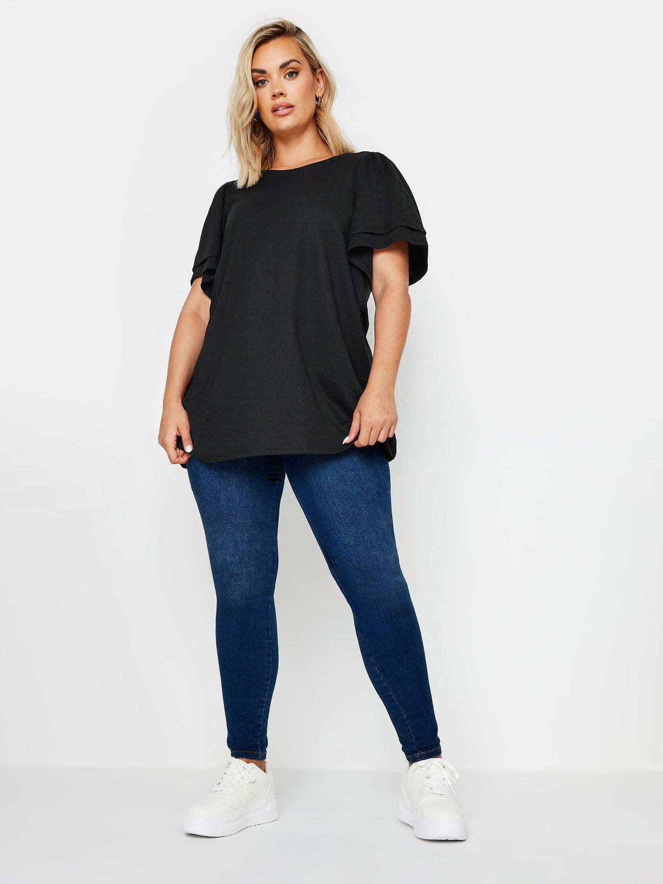 yours-curve-double-frill-angel-sleeve-top-blackback