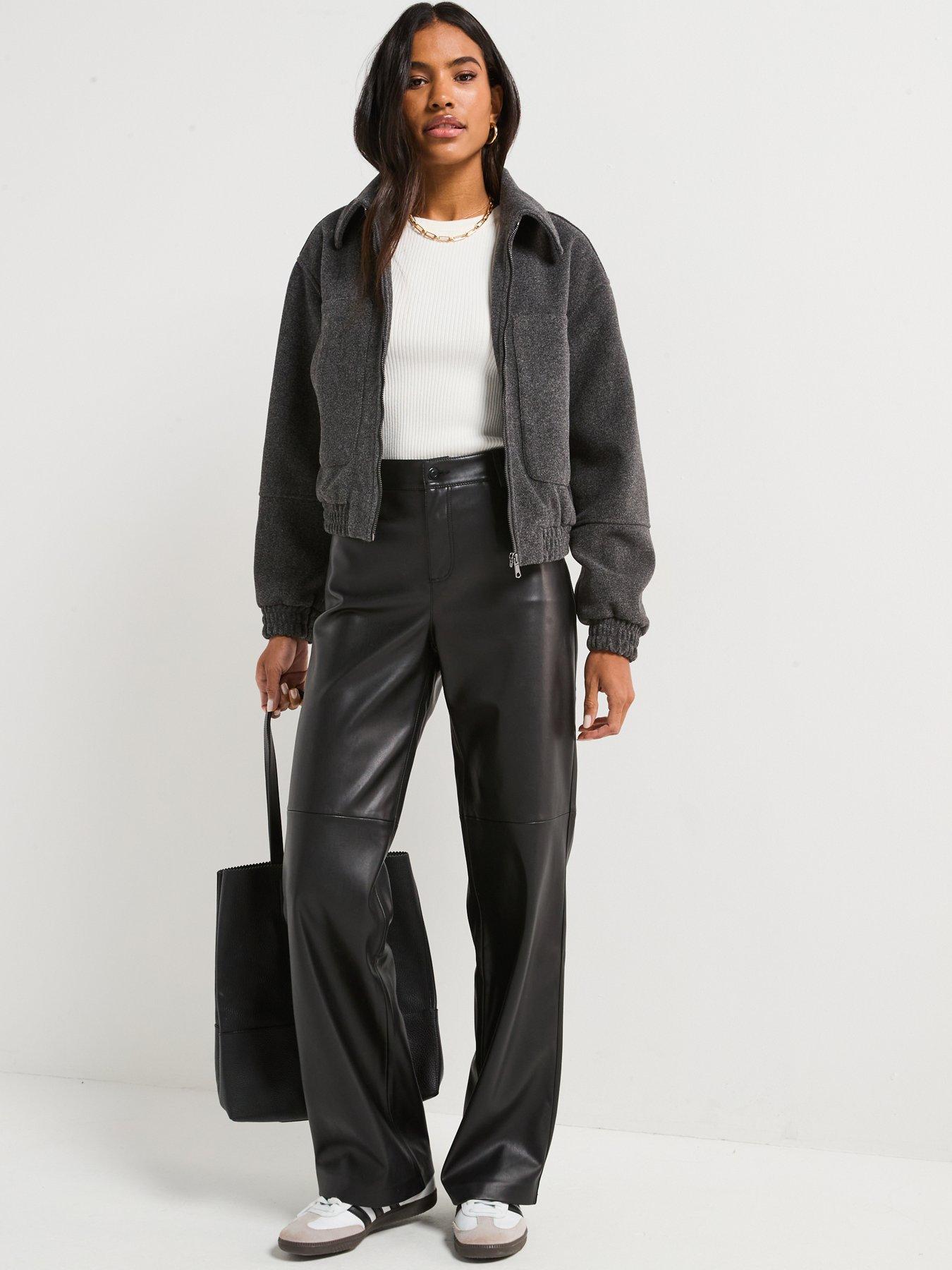 Image 3 of 6 of V by Very Faux Wool Zip Through Bomber Jacket - Grey