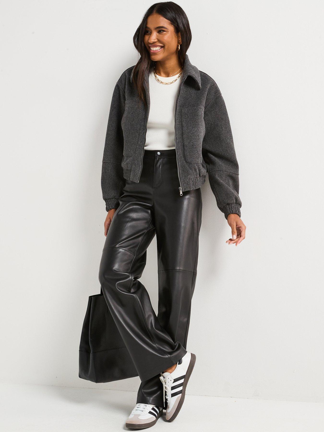 Image 5 of 6 of V by Very Faux Wool Zip Through Bomber Jacket - Grey