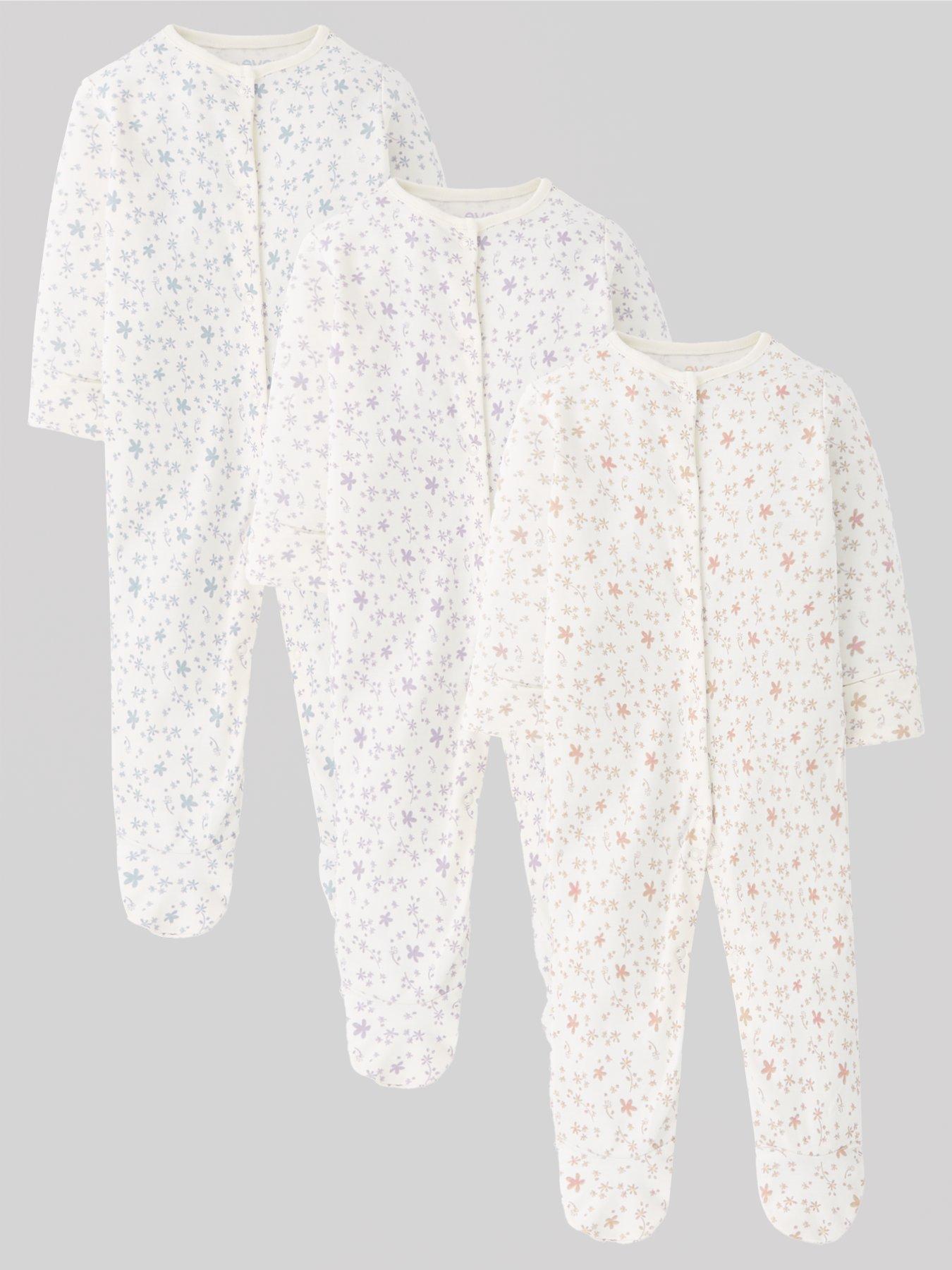 Image 1 of 5 of Everyday Baby Girl 3 Pack Multi Print Sleepsuits - Multi