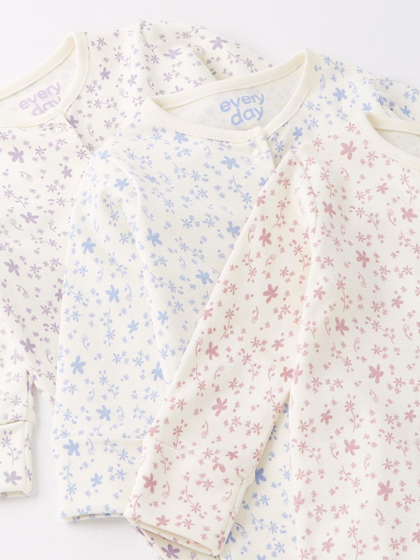 Image 5 of 5 of Everyday Baby Girl 3 Pack Multi Print Sleepsuits - Multi
