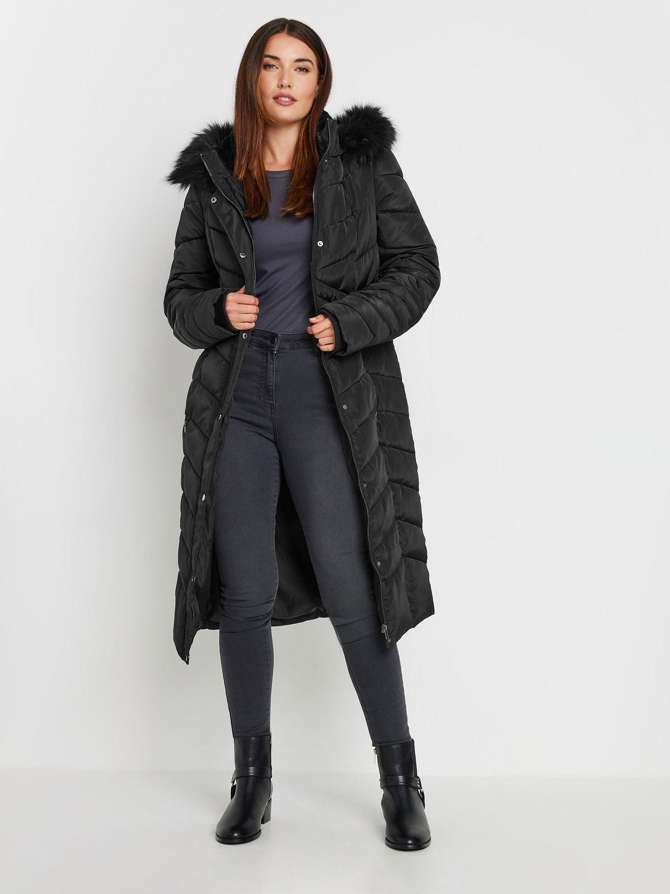 Long Tall Sally Tall Longline Chevron Padded Coat Black Very Ireland